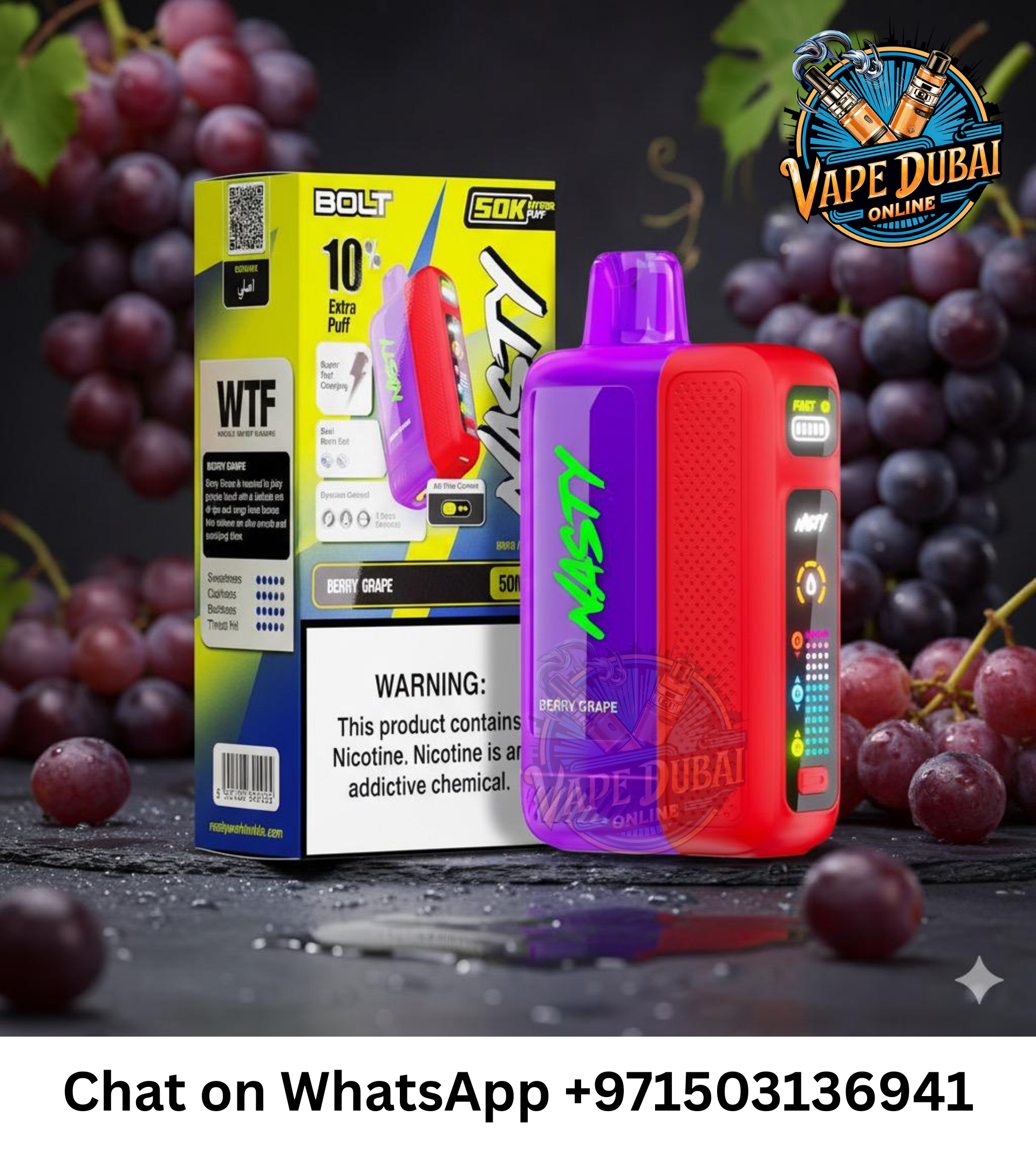 Nasty Bolt Hyperbeast 50k Puffs Disposable Vape – Buy Online in Dubai UAE