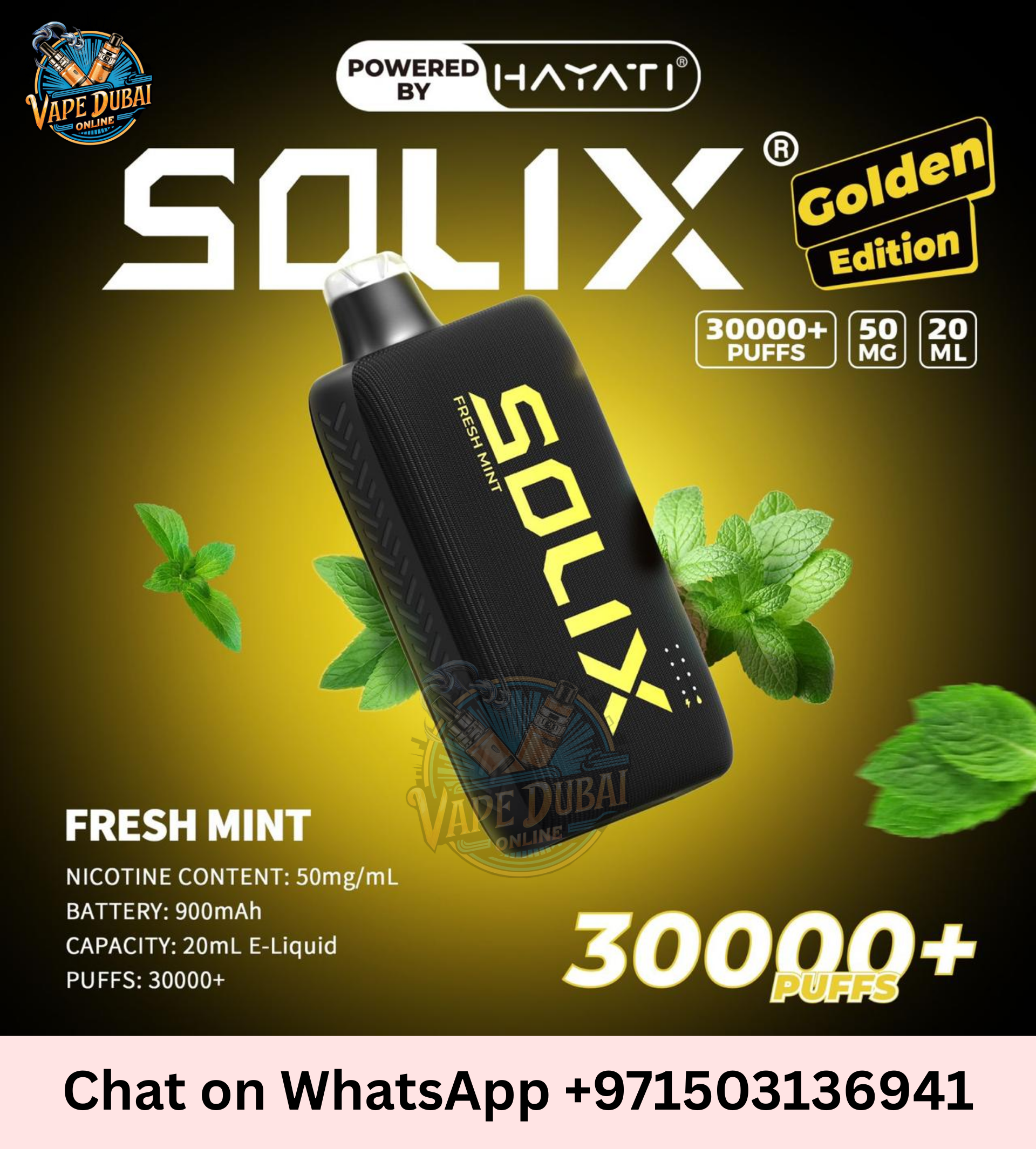 Hayati Solix 30000 Puffs Golden Edition Disposable Vape Dubai Online