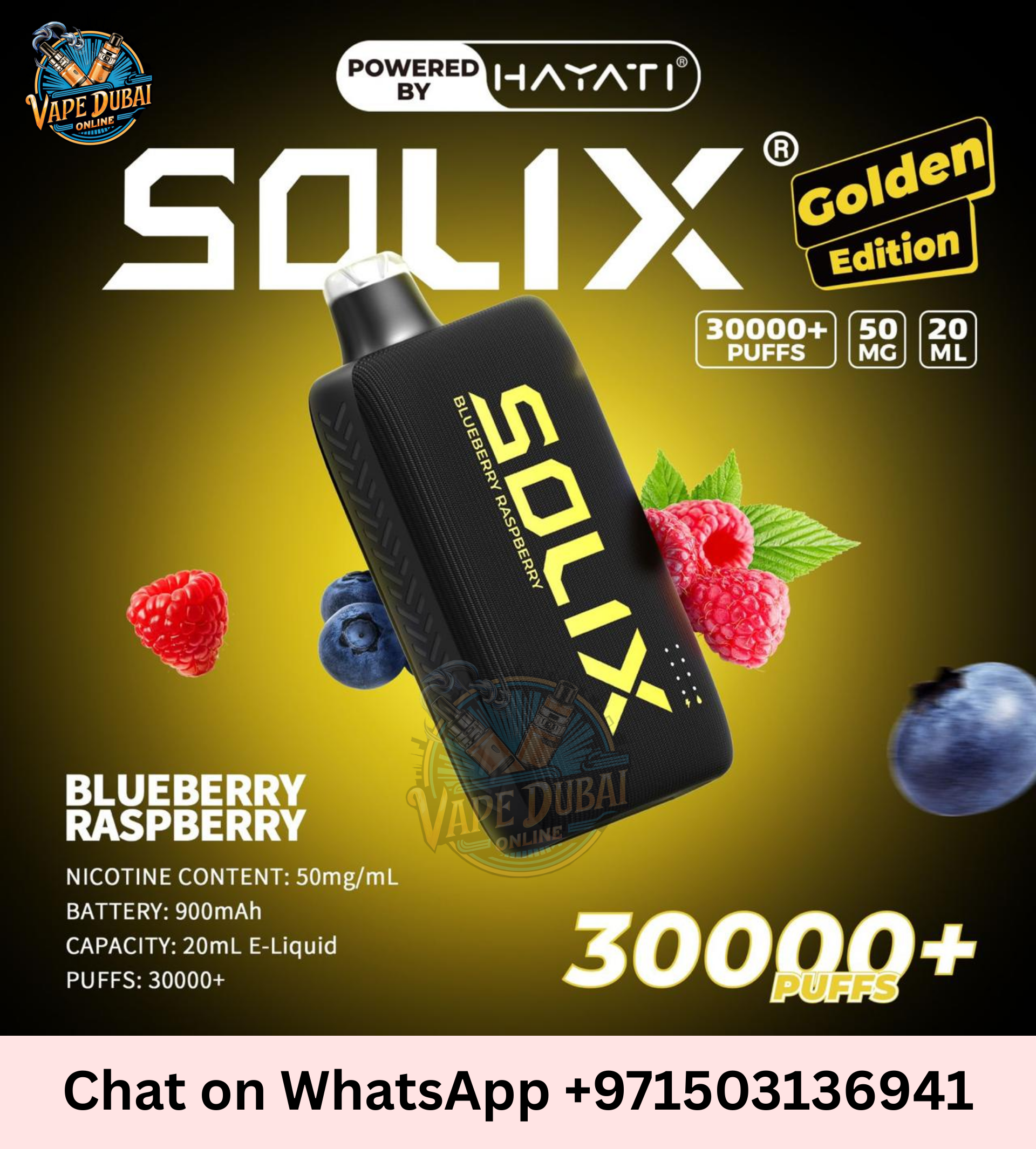Hayati Solix 30000 Puffs Golden Edition Disposable Vape Dubai Online
