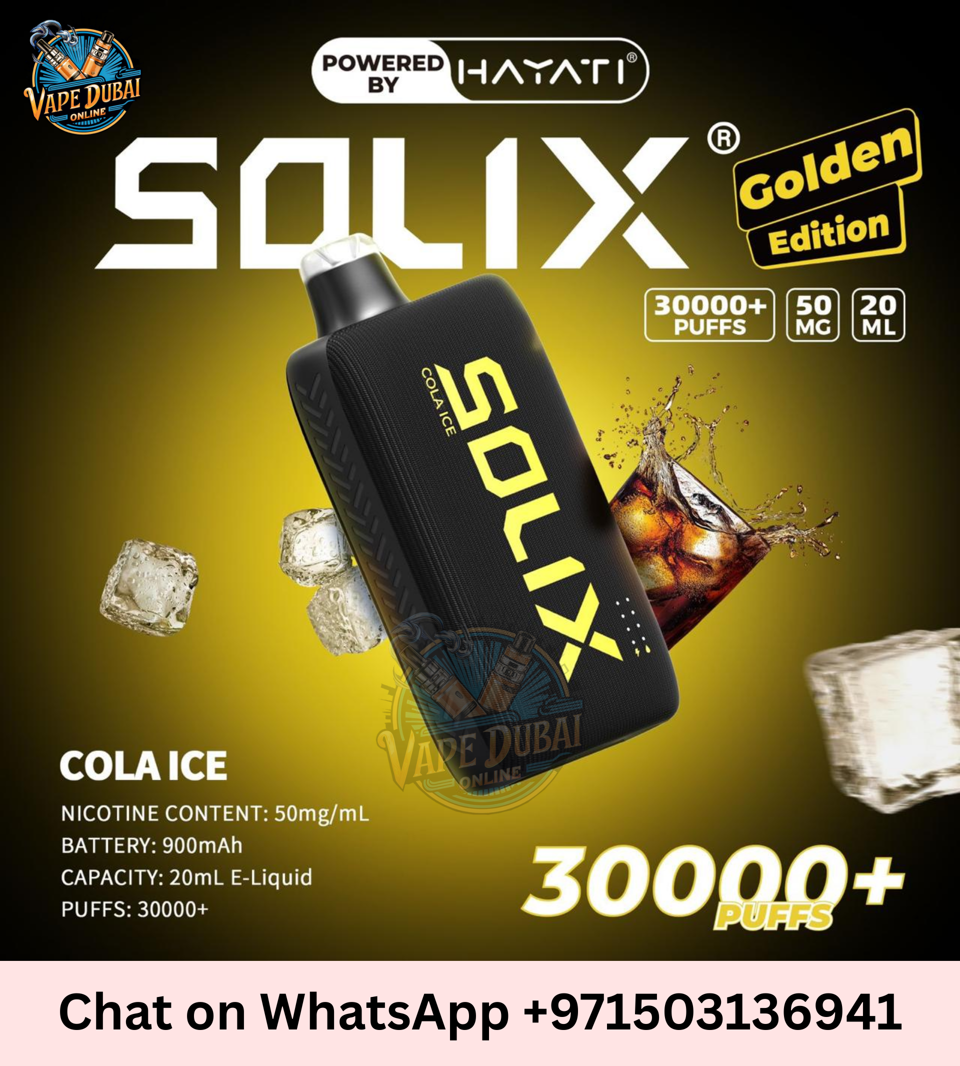 Buy Hayati Solix 30000 Puffs Golden Edition in UAE – Vape Dubai Online
