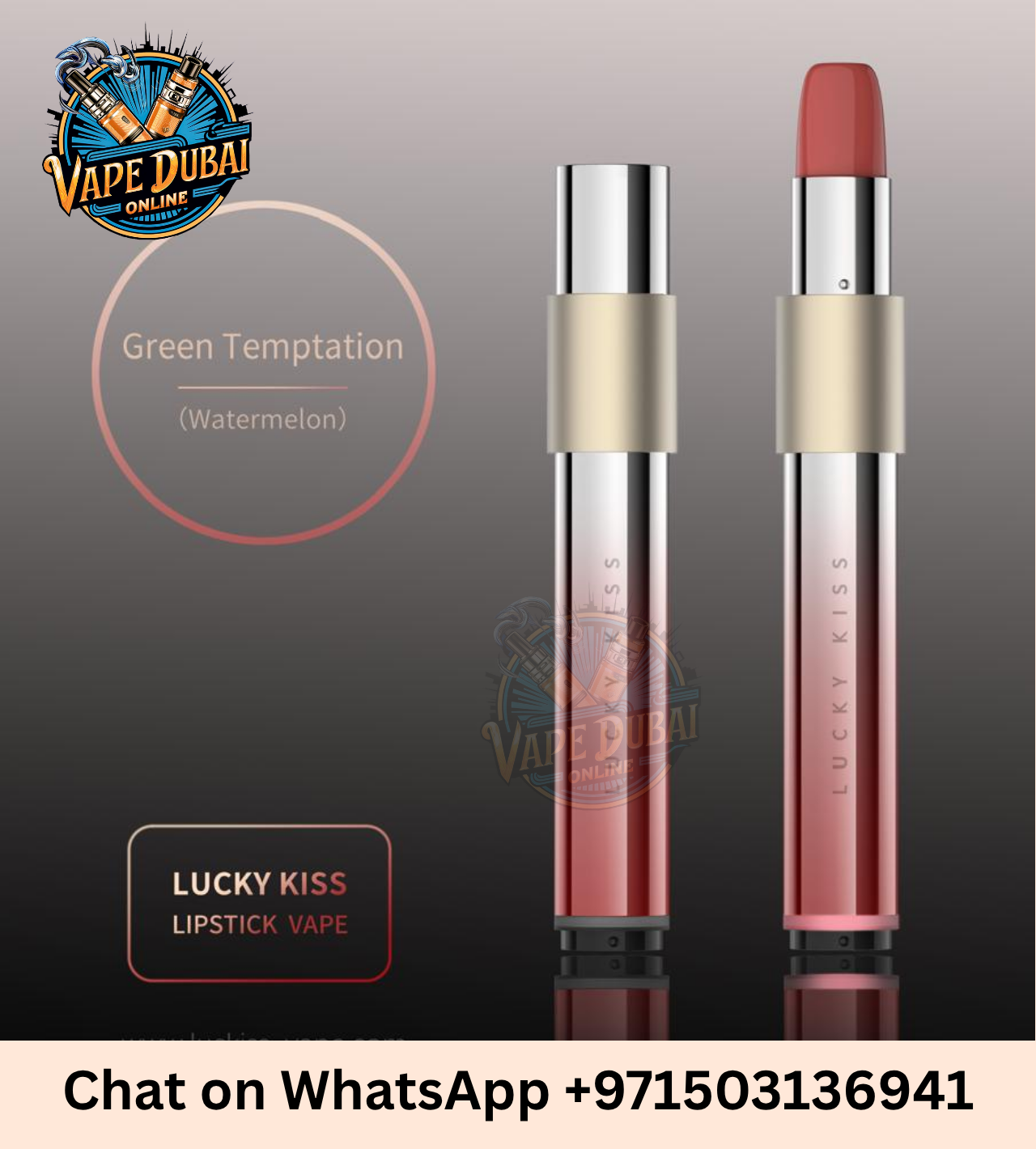 Lucky Kiss LK600 Rotating Nozzle and Protective Cap – Elegant Lipstick Vape for Women