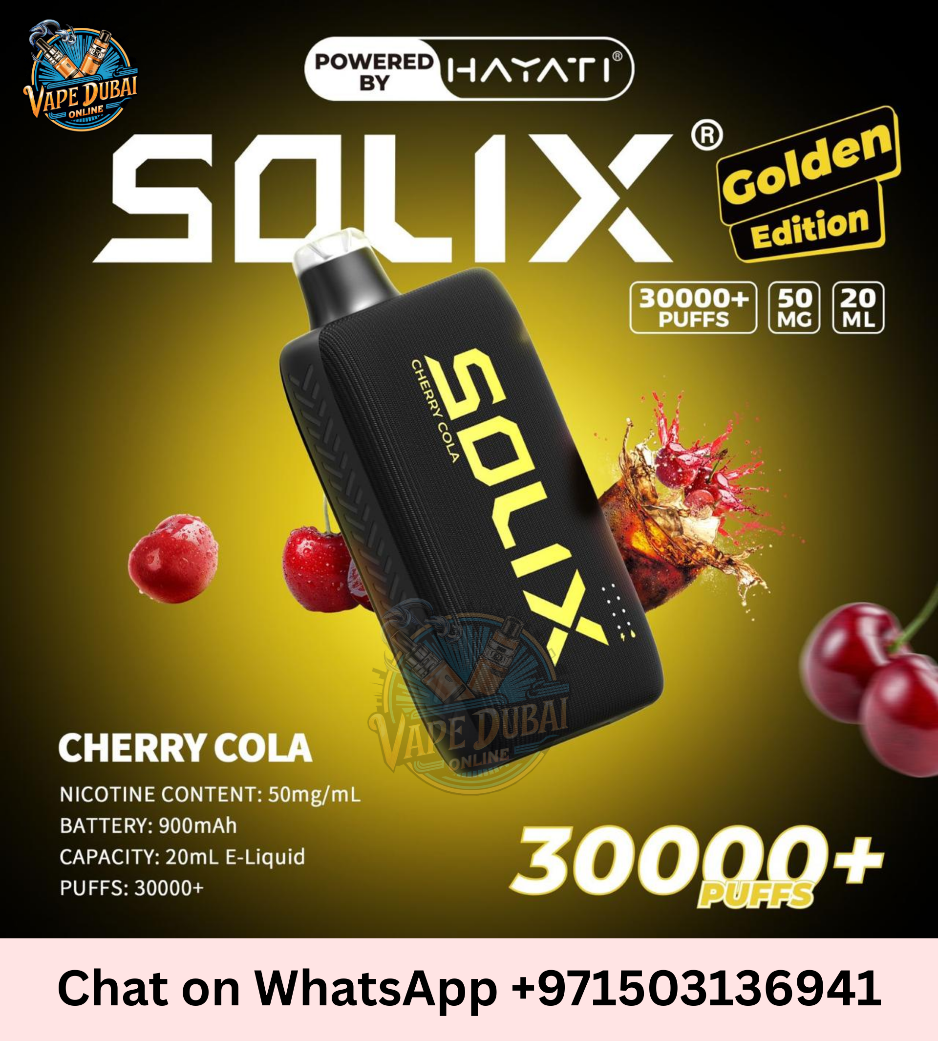 Buy Hayati Solix 30000 Puffs Golden Edition in UAE – Vape Dubai Online