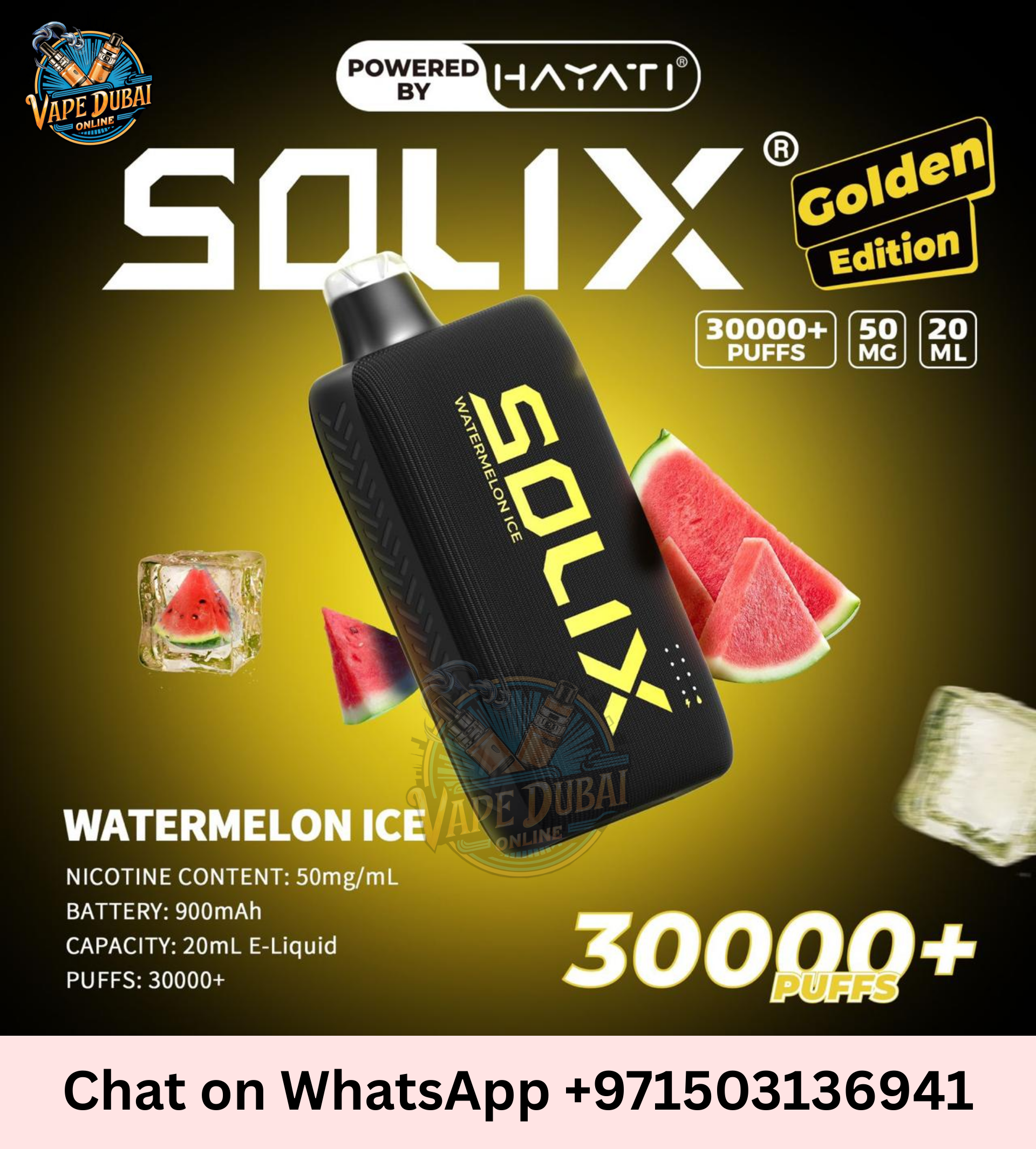 Buy Hayati Solix 30000 Puffs Golden Edition in UAE – Vape Dubai Online