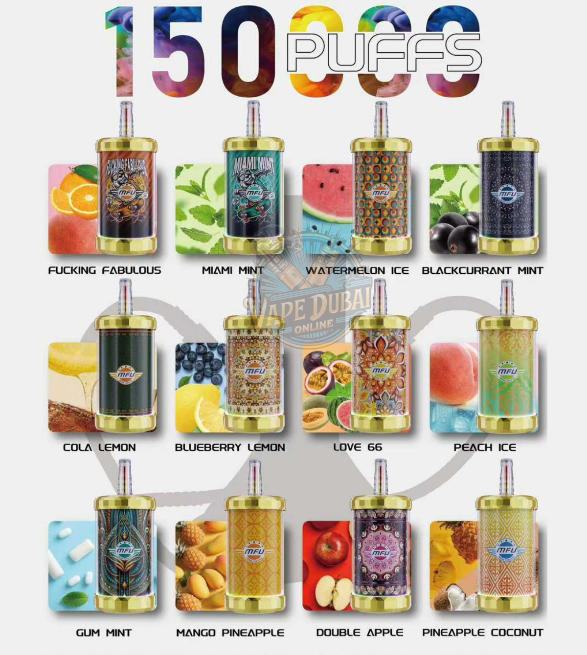 MFU SHISHA X3 Hookah 150000 Puffs Disposable Vape in Dubai UAE