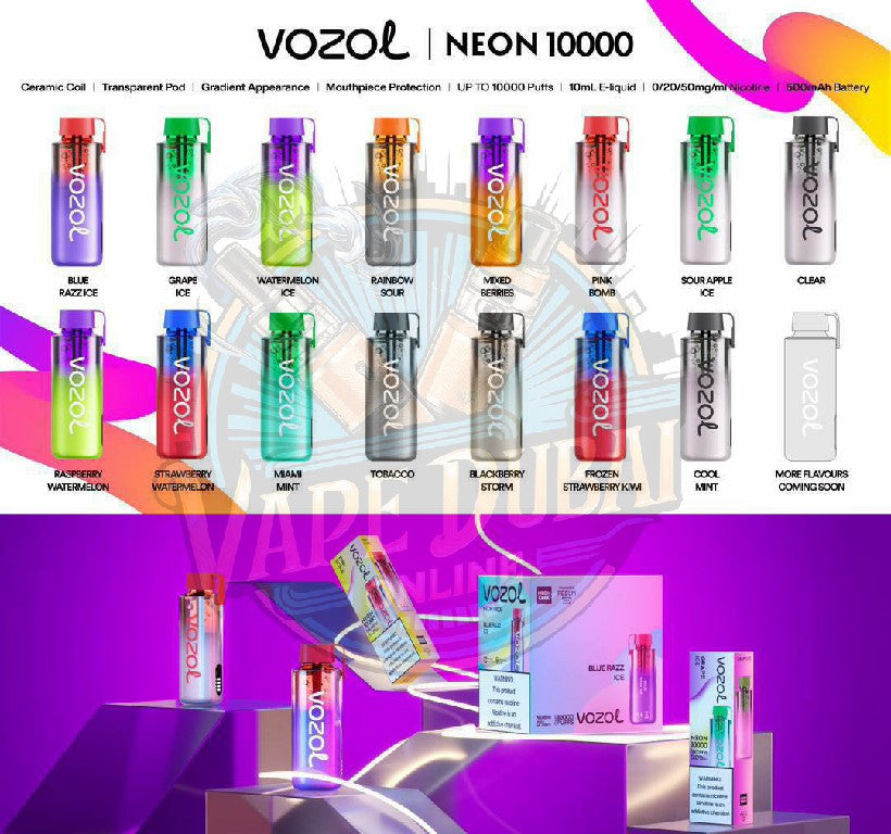 VOZOL NEON 10000 Puffs Disposable Vape – Rechargeable in Dubai