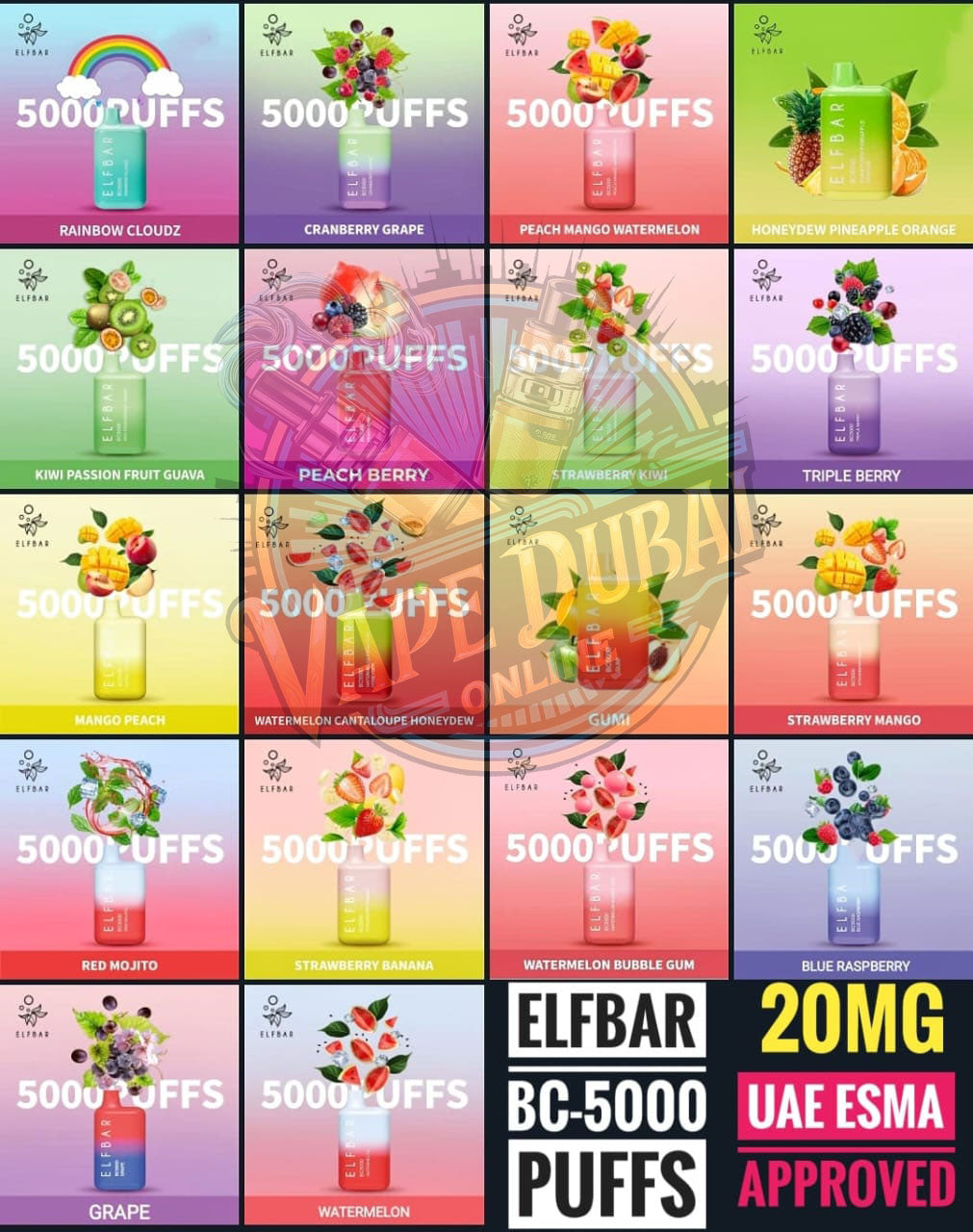Elf Bar BC5000 Disposable Vape 5000 Puffs 13ml – Rechargeable Dubai