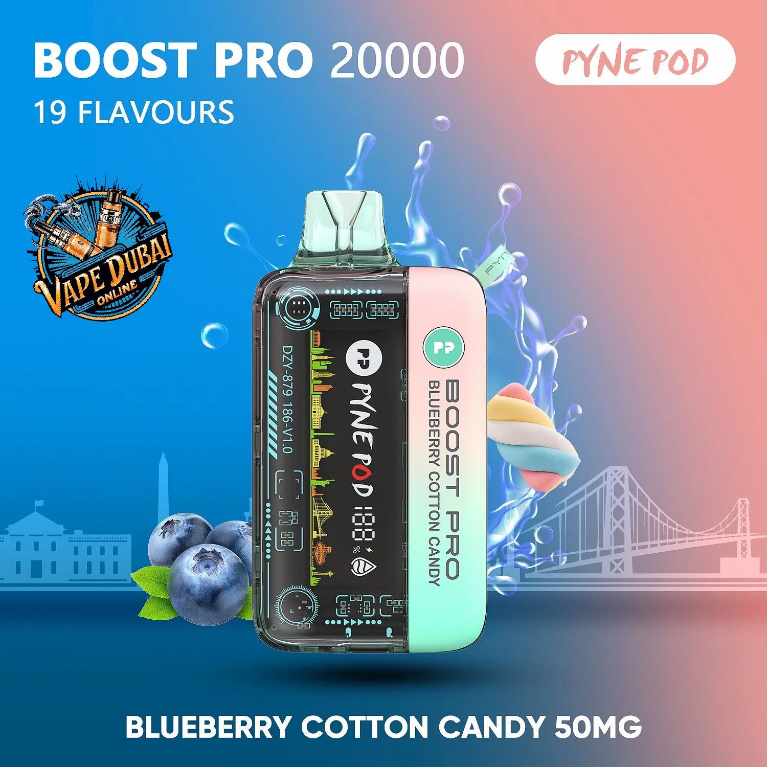 PYNE POD Boost Pro 20000 Puffs Vape Dubai | Fast Charging & LED Display