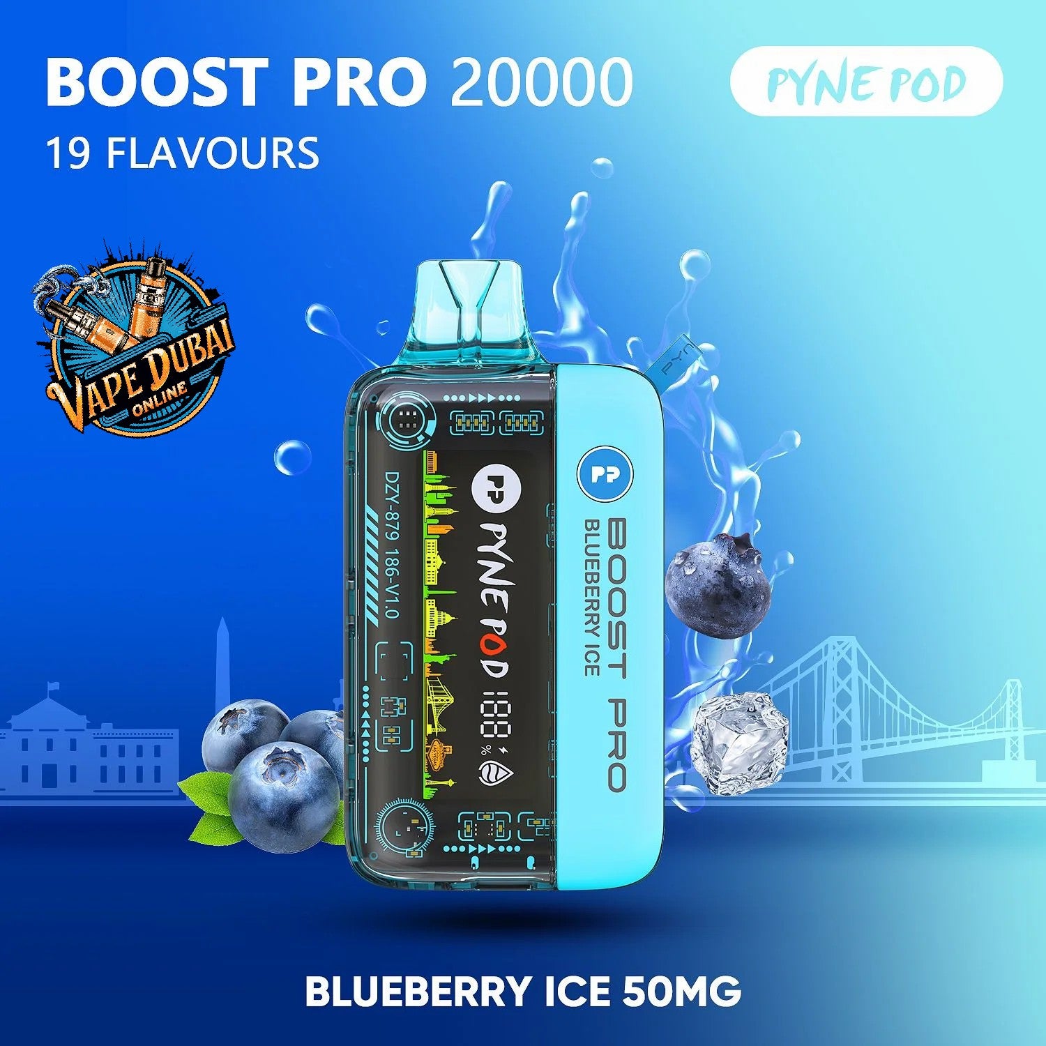 PYNE POD Boost Pro 20000 Puffs Vape Dubai | Fast Charging & LED Display