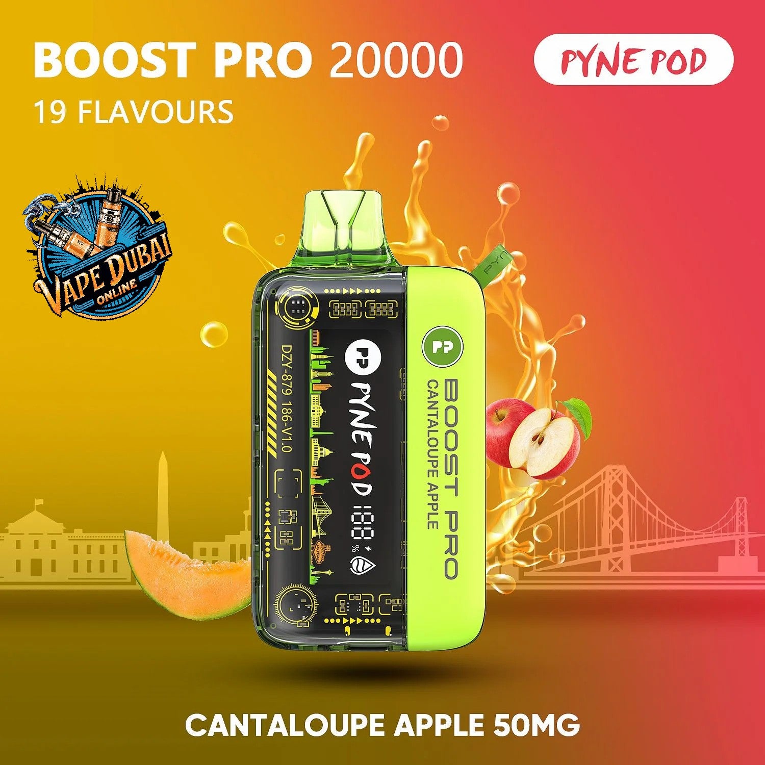 PYNE POD Boost Pro 20000 Puffs Vape Dubai | Fast Charging & LED Display