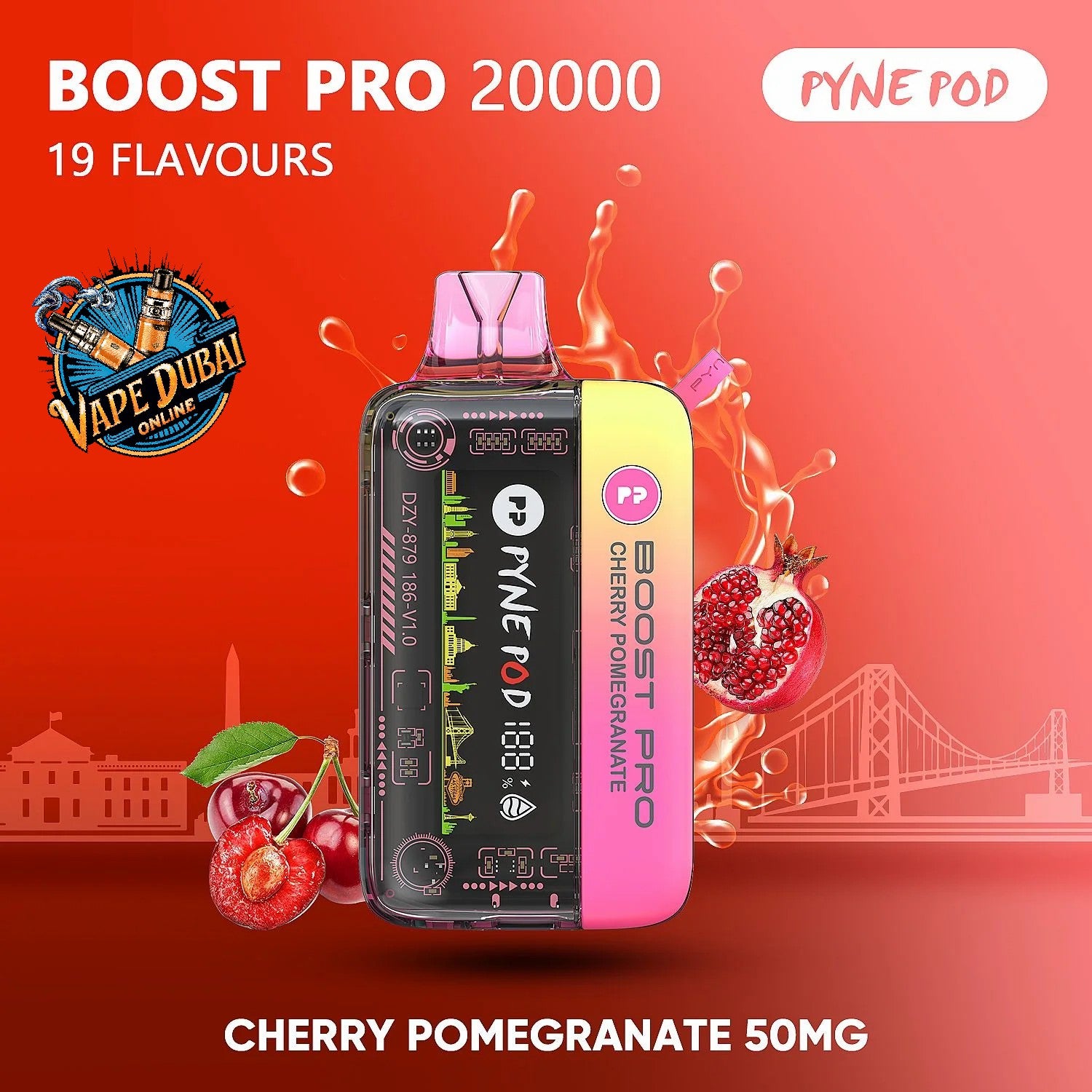 PYNE POD Boost Pro 20000 Puffs Vape Dubai | Fast Charging & LED Display
