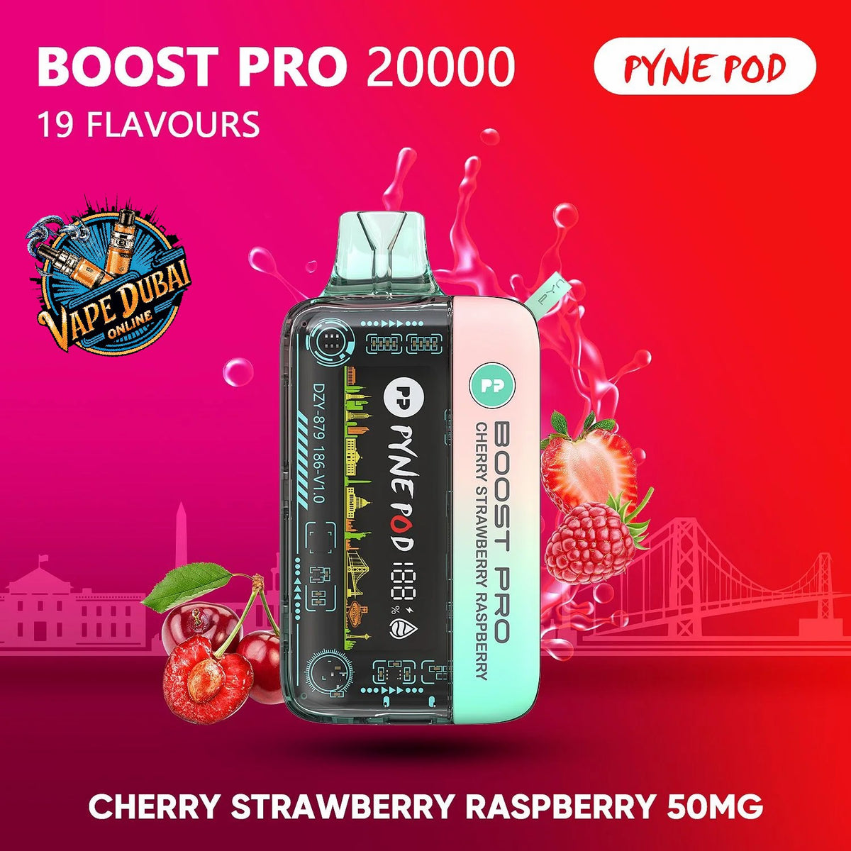 PYNE POD Boost Pro 20000 Puffs Vape Dubai | Fast Charging & LED Display