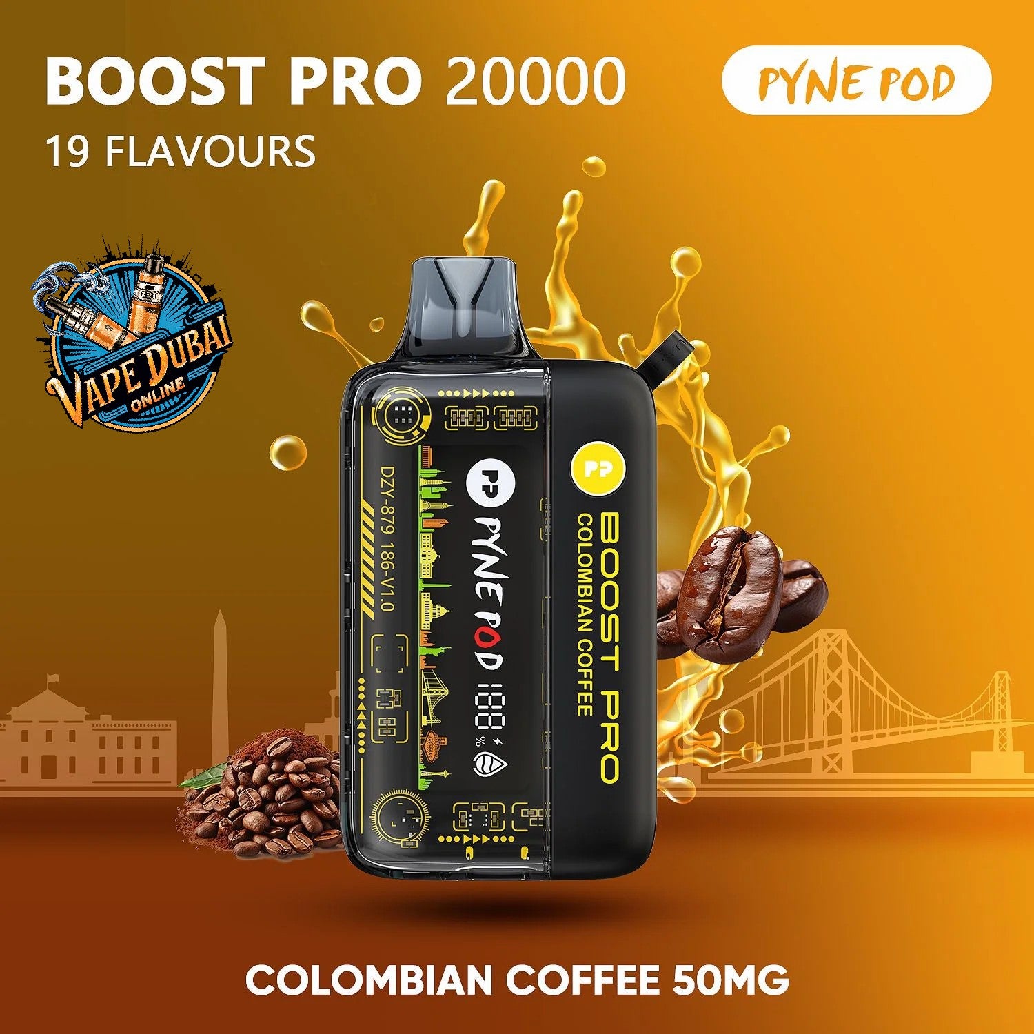 PYNE POD Boost Pro 20000 Puffs Vape Dubai | Fast Charging & LED Display