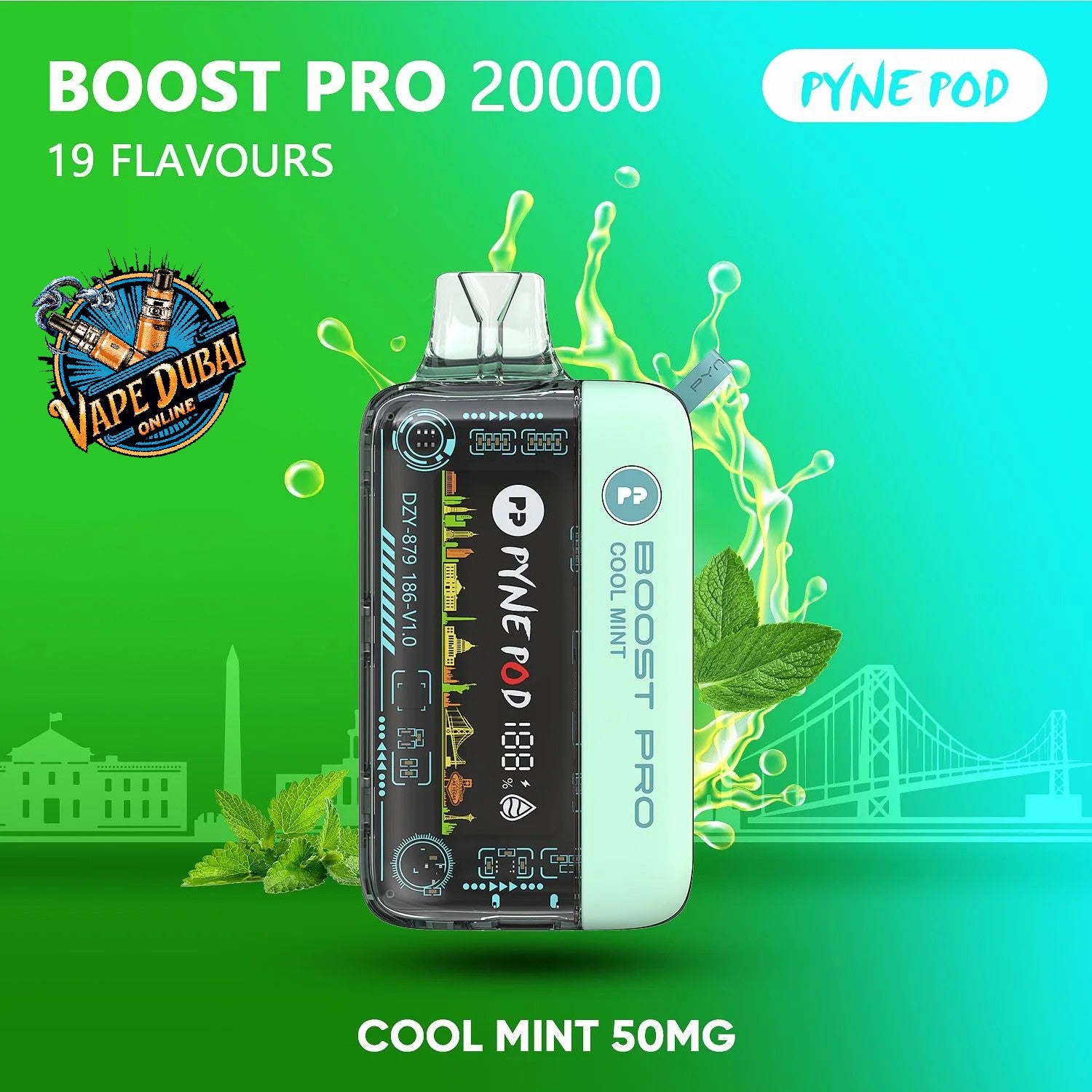 PYNE POD Boost Pro 20000 Puffs Vape Dubai | Fast Charging & LED Display