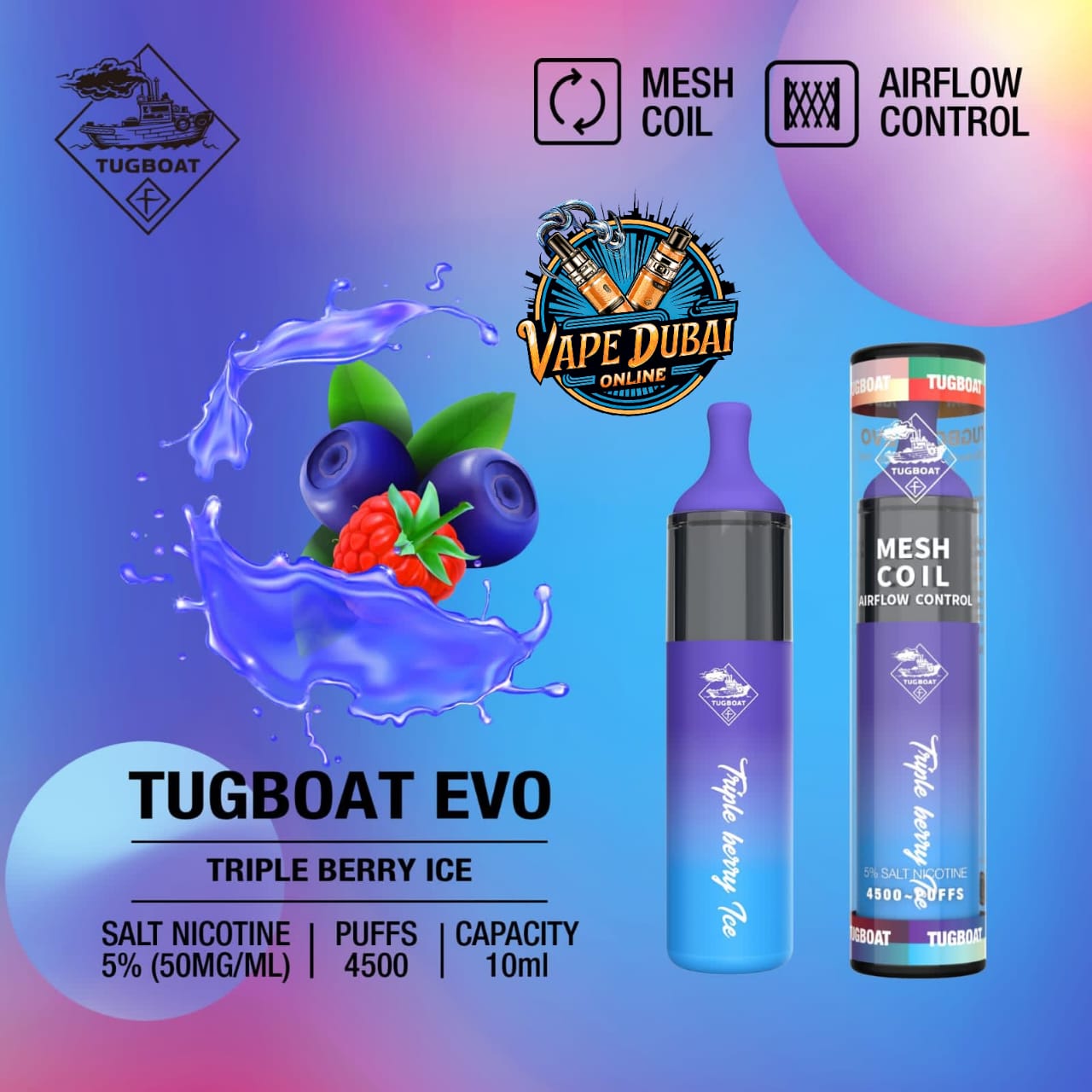 Tugboat Evo 4500 Puffs Disposable Vape – Premium Flavors Dubai