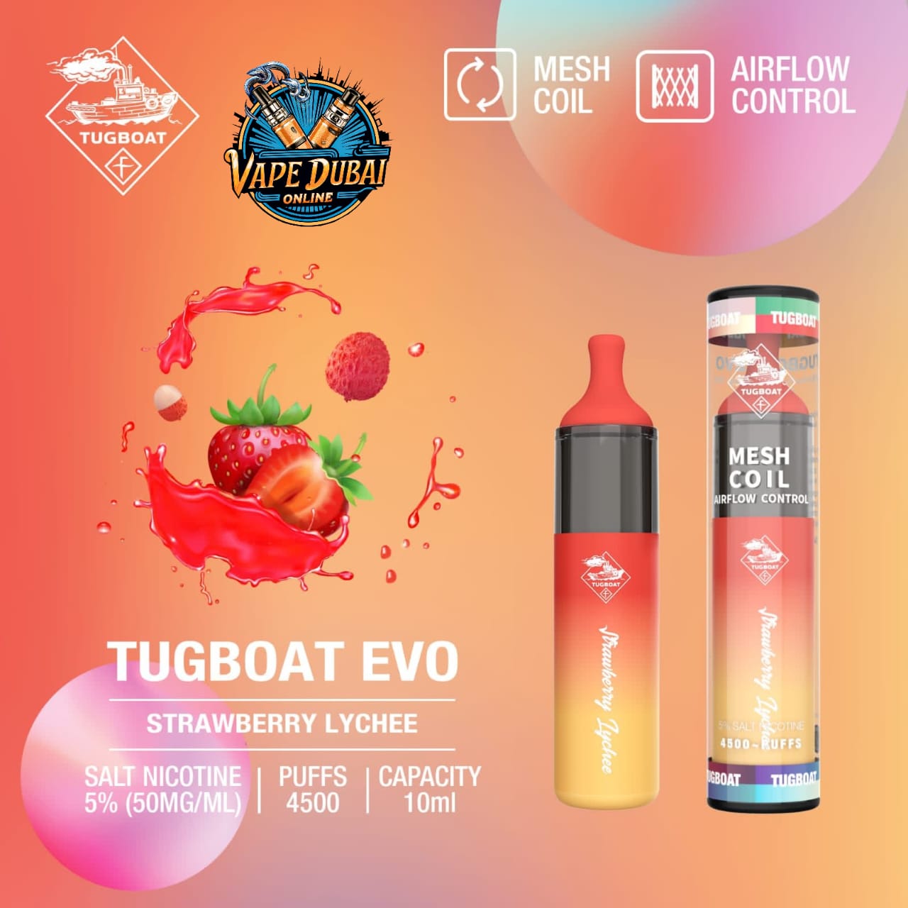 Tugboat Evo 4500 Puffs Disposable Vape – Premium Flavors Dubai