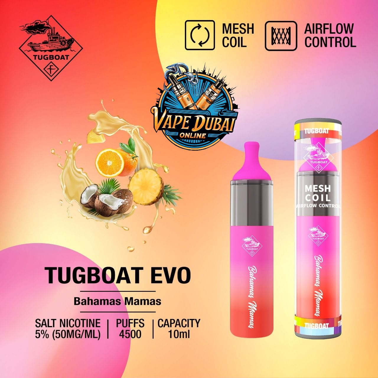 Tugboat Evo 4500 Puffs Disposable Vape – Premium Flavors Dubai