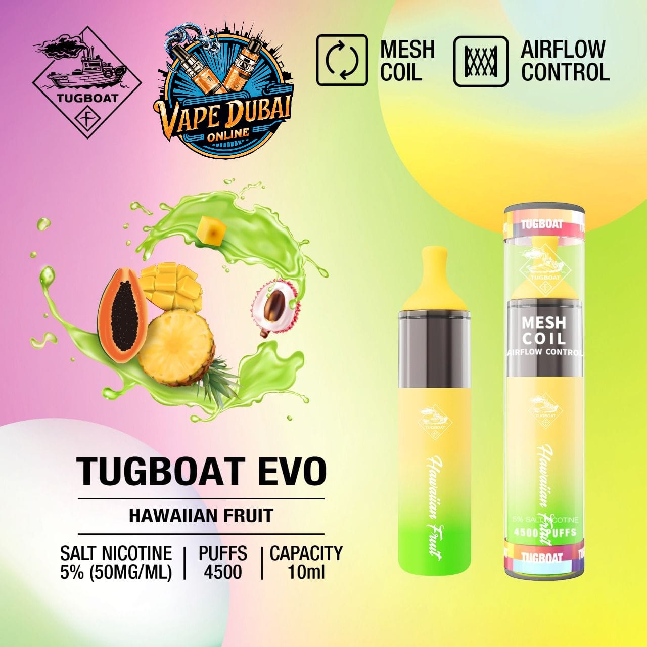 Tugboat Evo 4500 Puffs Disposable Vape – Premium Flavors Dubai