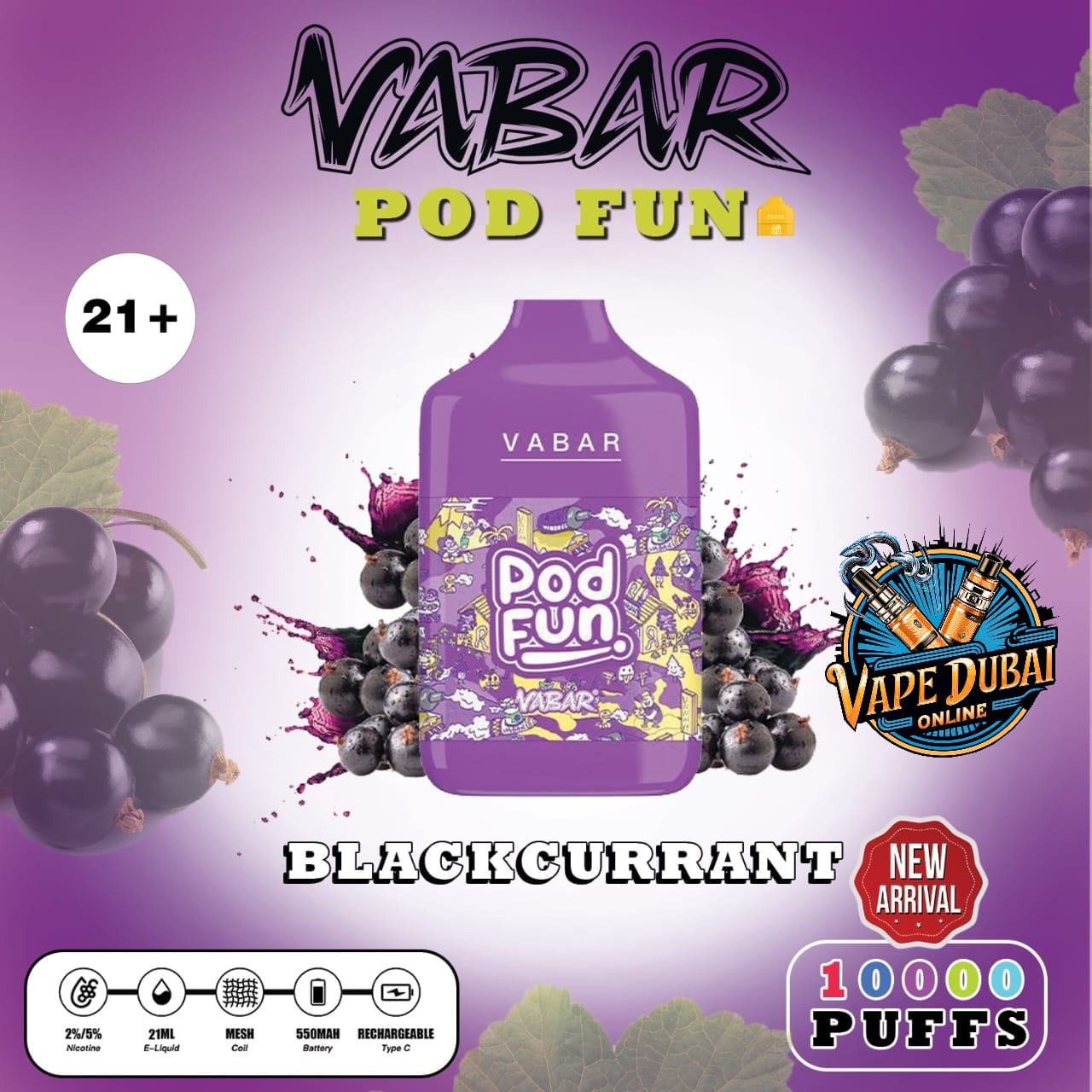 Vabar Pod Fun 10000 Puffs Disposable Vape – Rechargeable Dubai
