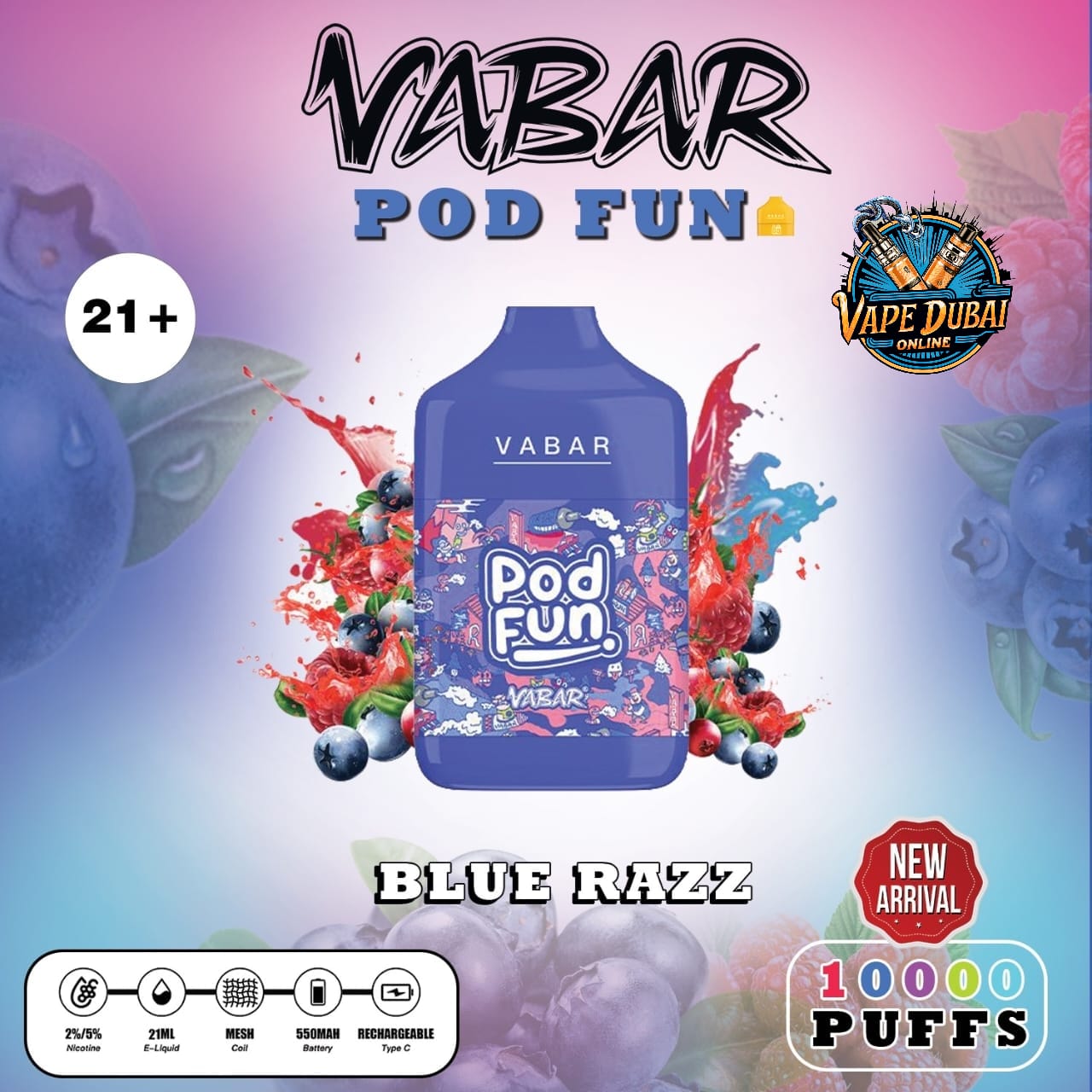 Vabar Pod Fun 10000 Puffs Disposable Vape – Rechargeable Dubai
