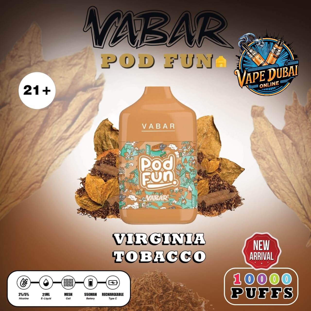 Vabar Pod Fun 10000 Puffs Disposable Vape – Rechargeable Dubai