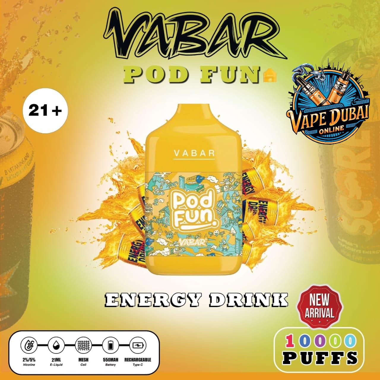 Vabar Pod Fun 10000 Puffs Disposable Vape – Rechargeable Dubai