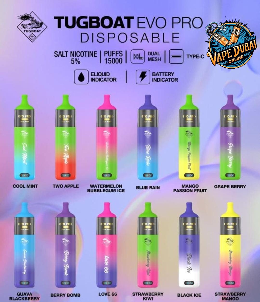 Tugboat EVO Pro 15000 Puffs Disposable Vape 5% Nicotine – Dubai UAE
