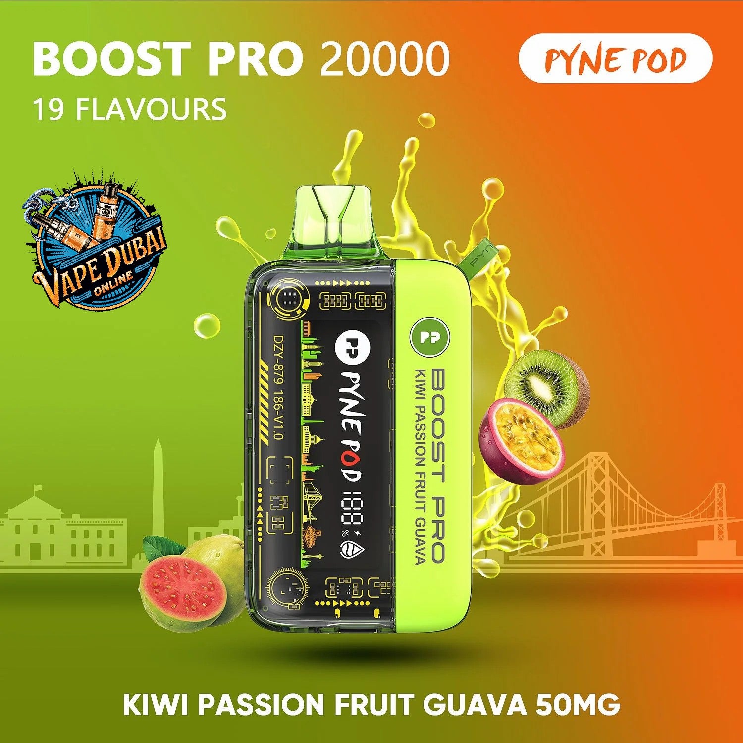 PYNE POD Boost Pro 20000 Puffs Vape Dubai | Fast Charging & LED Display