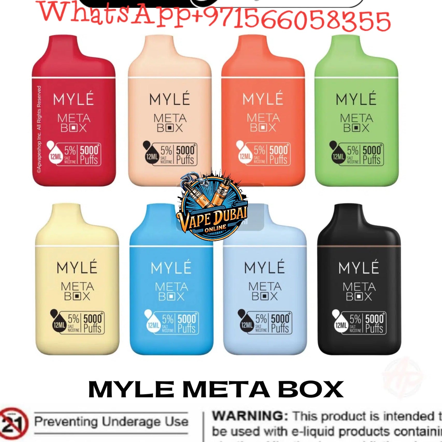 Buy MYLE Meta Box 5000 PUFFS 20mg Vape - 2% Disposable Dubai UAE
