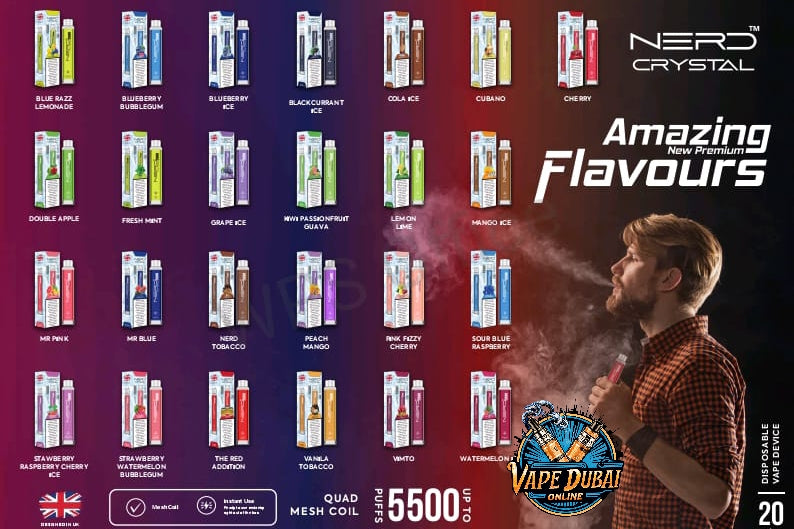 Nerd Crystal 5500 Puffs Disposable Vape | 2% Nic Salt | Dubai UAE