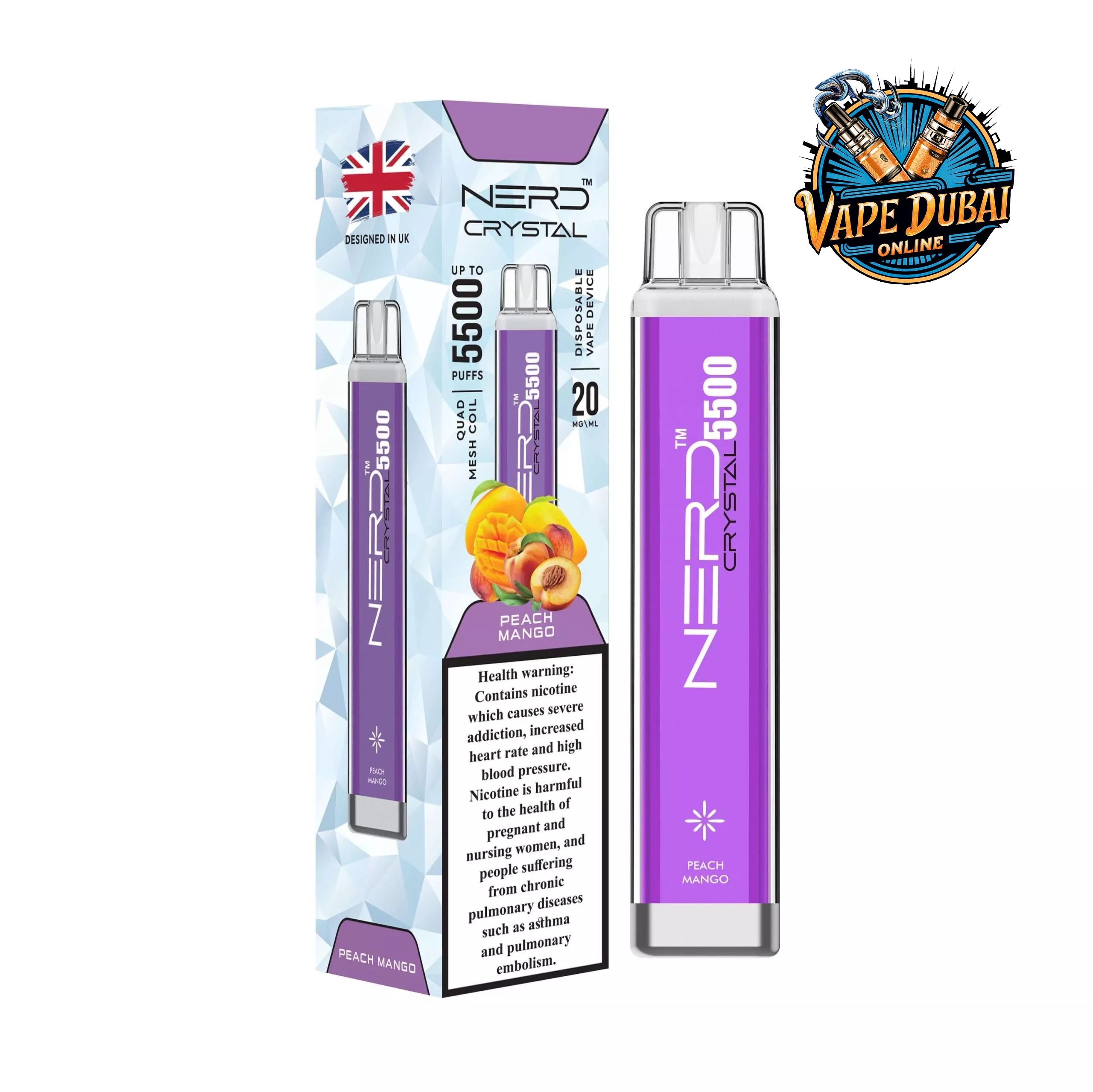 Nerd Crystal 5500 Puffs Disposable Vape | 2% Nic Salt | Dubai UAE