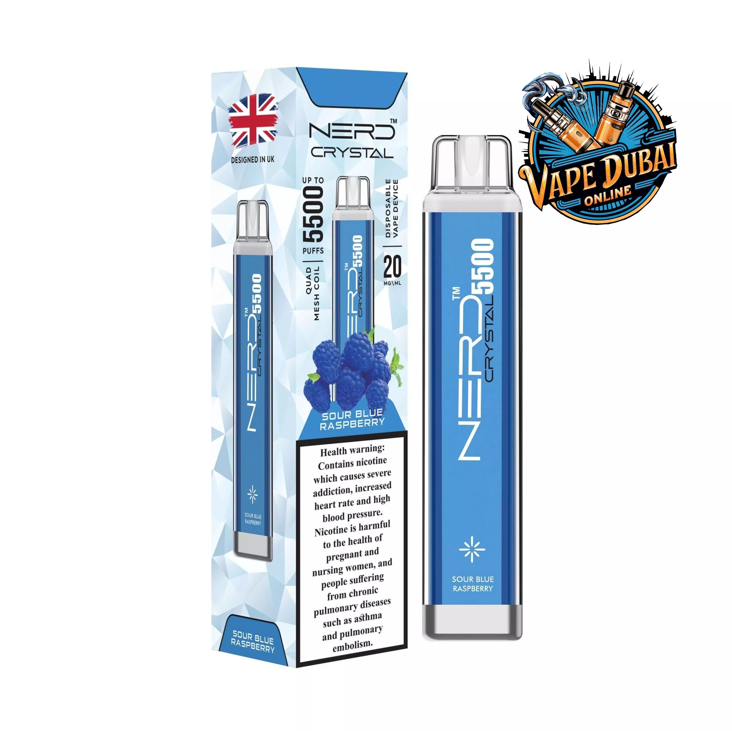 Nerd Crystal 5500 Puffs Disposable Vape | 2% Nic Salt | Dubai UAE