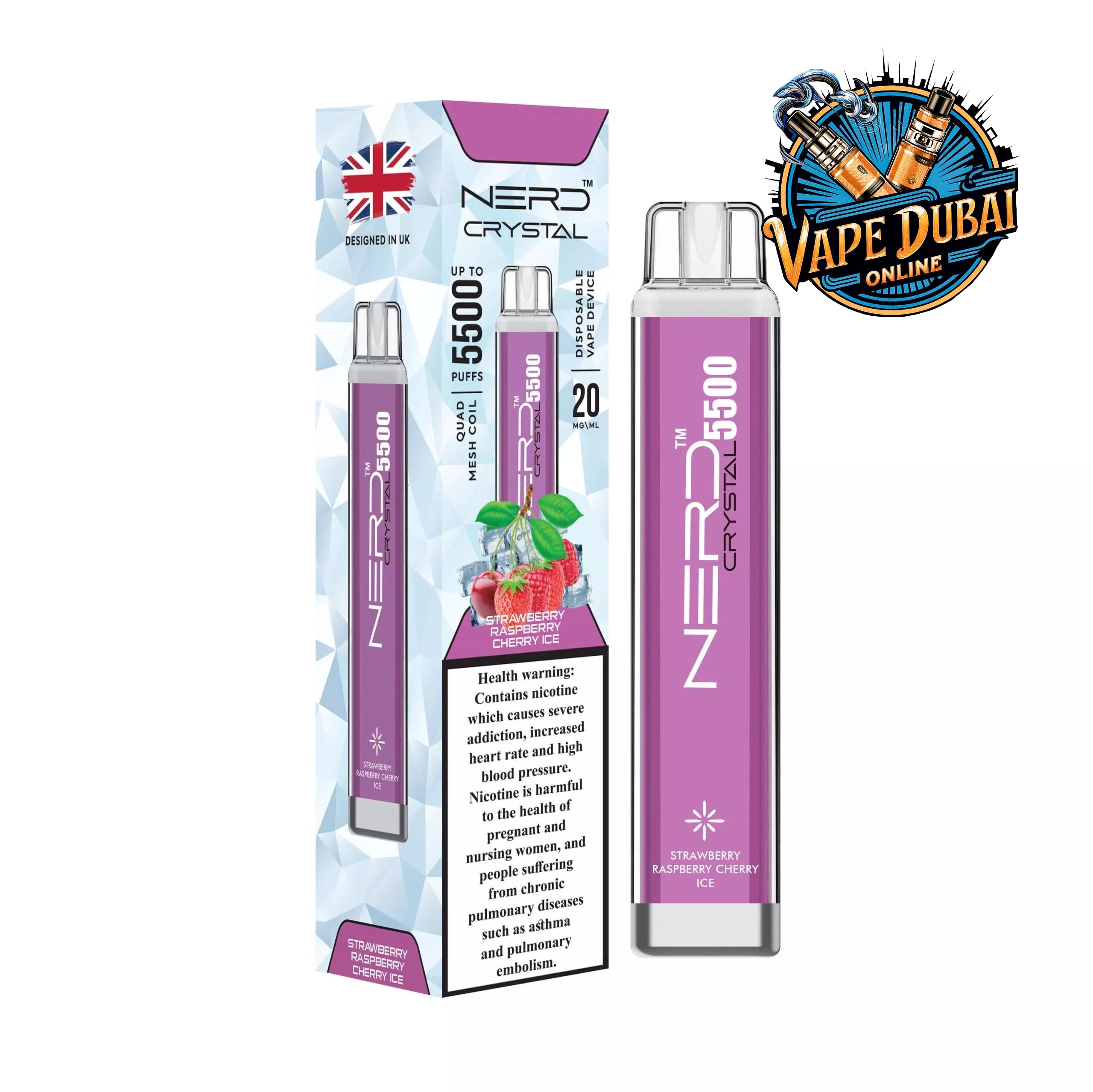 Nerd Crystal 5500 Puffs Disposable Vape | 2% Nic Salt | Dubai UAE