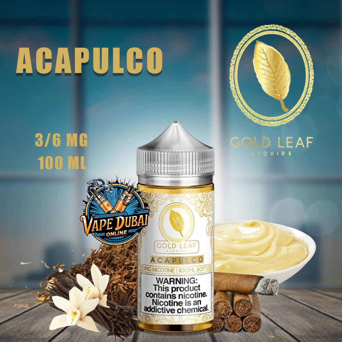 GOLD LEAF E-Liquid 100ml 3mg & 6mg – Premium Vape Juice Dubai UAE