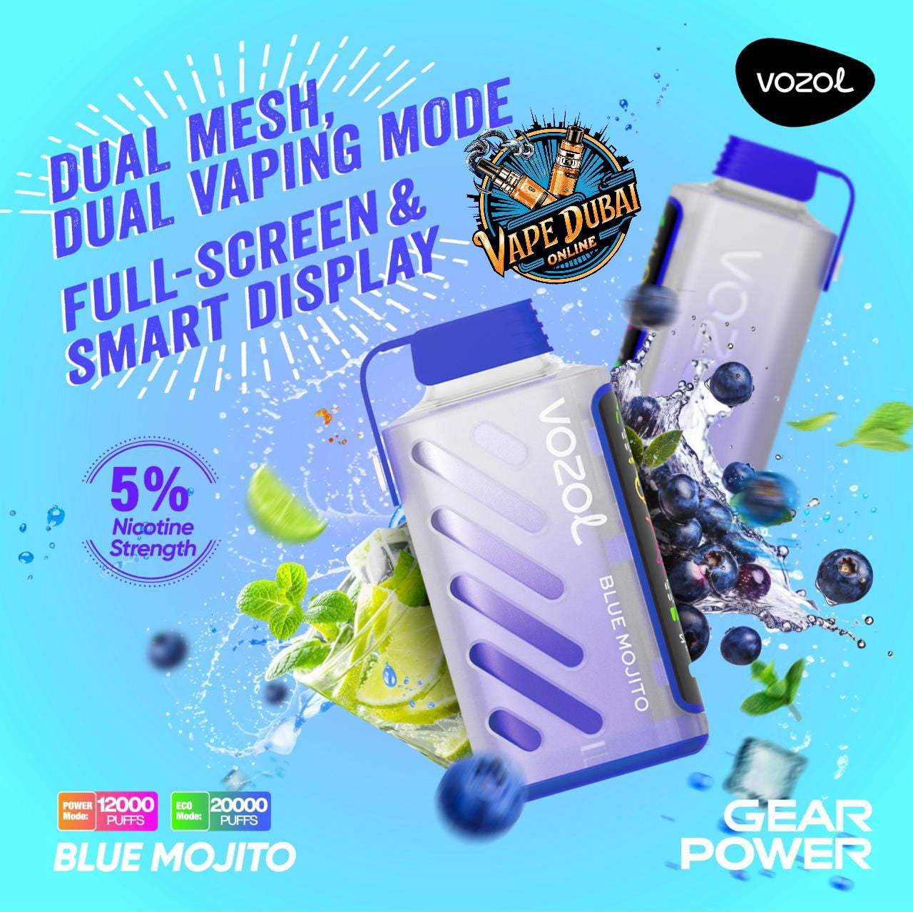 Vozol Gear Power 20000 Puffs Disposable Vape – Best Buy Dubai UAE