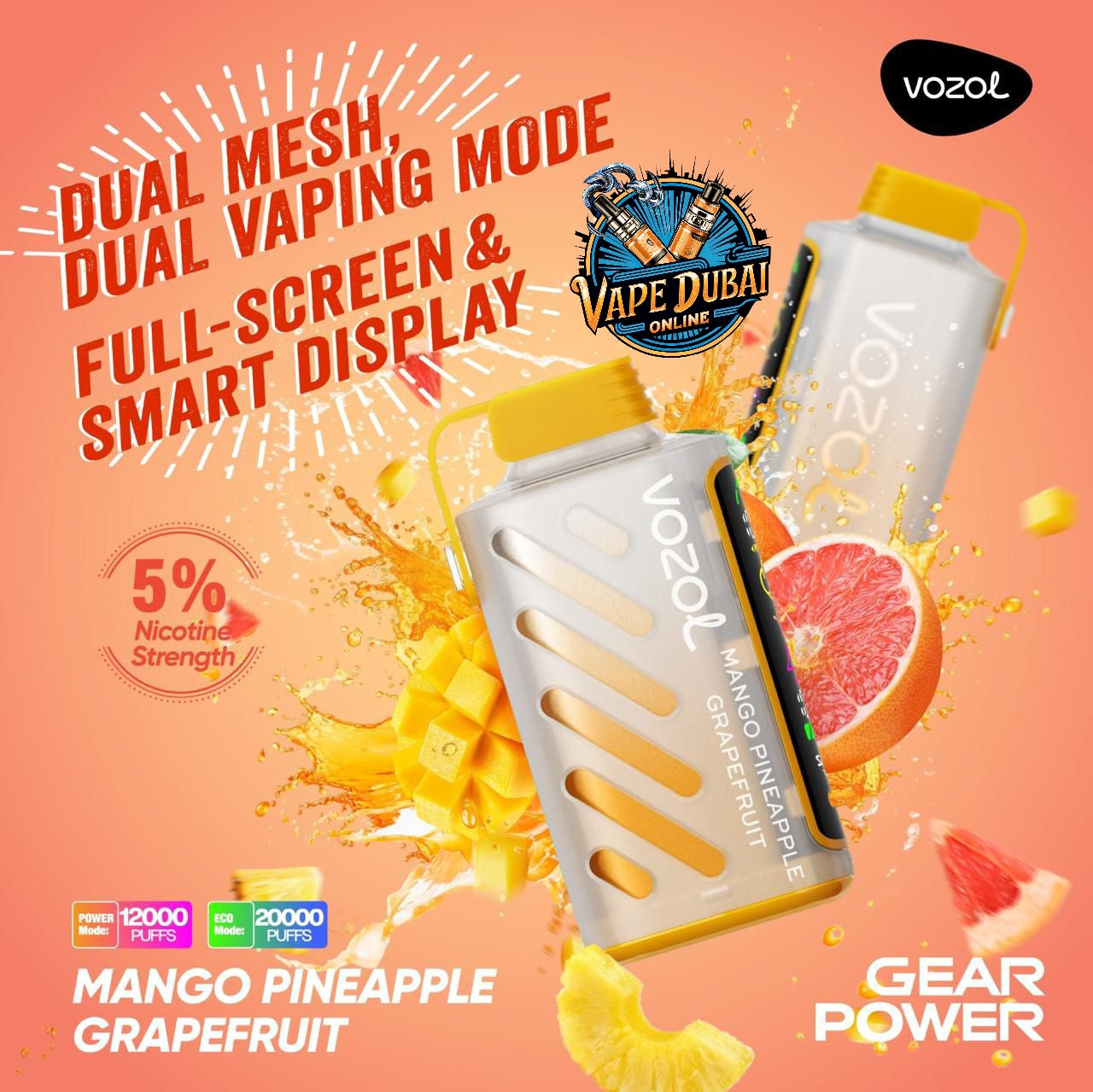 Vozol Gear Power 20000 Puffs Disposable Vape – Best Buy Dubai UAE