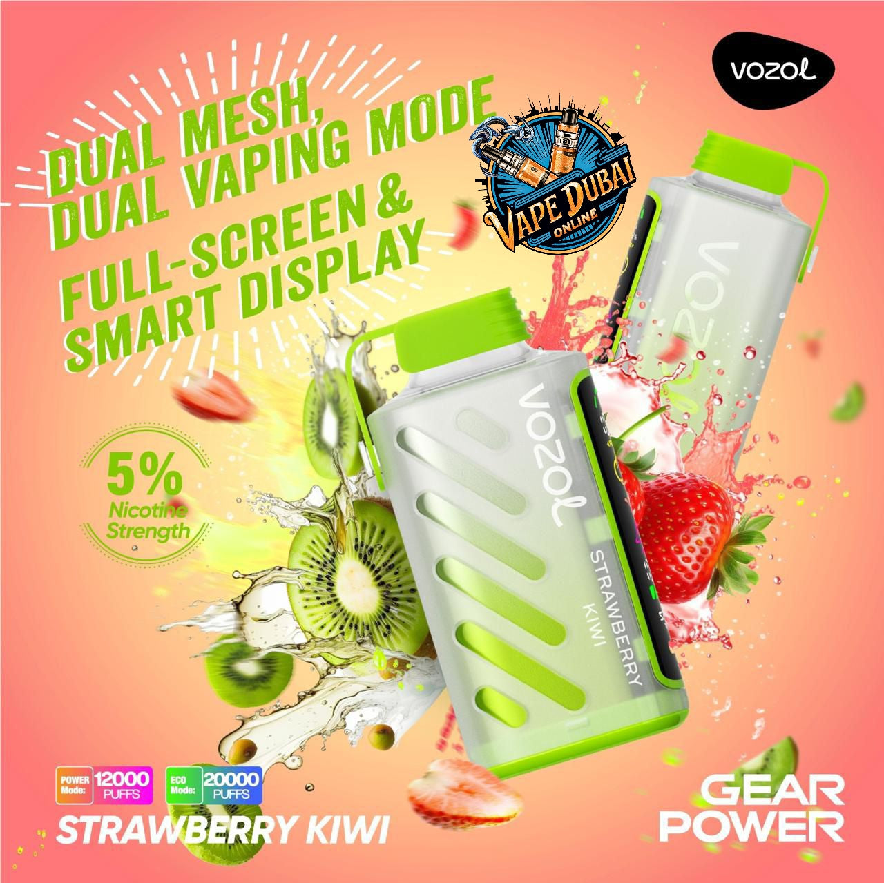 Vozol Gear Power 20000 Puffs Disposable Vape – Best Buy Dubai UAE