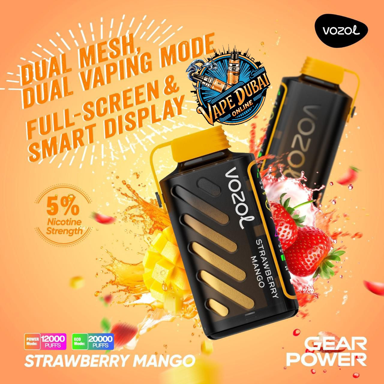 Vozol Gear Power 20000 Puffs Disposable Vape – Best Buy Dubai UAE