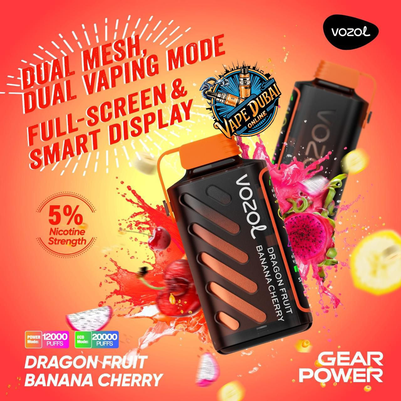 Vozol Gear Power 20000 Puffs Disposable Vape – Best Buy Dubai UAE