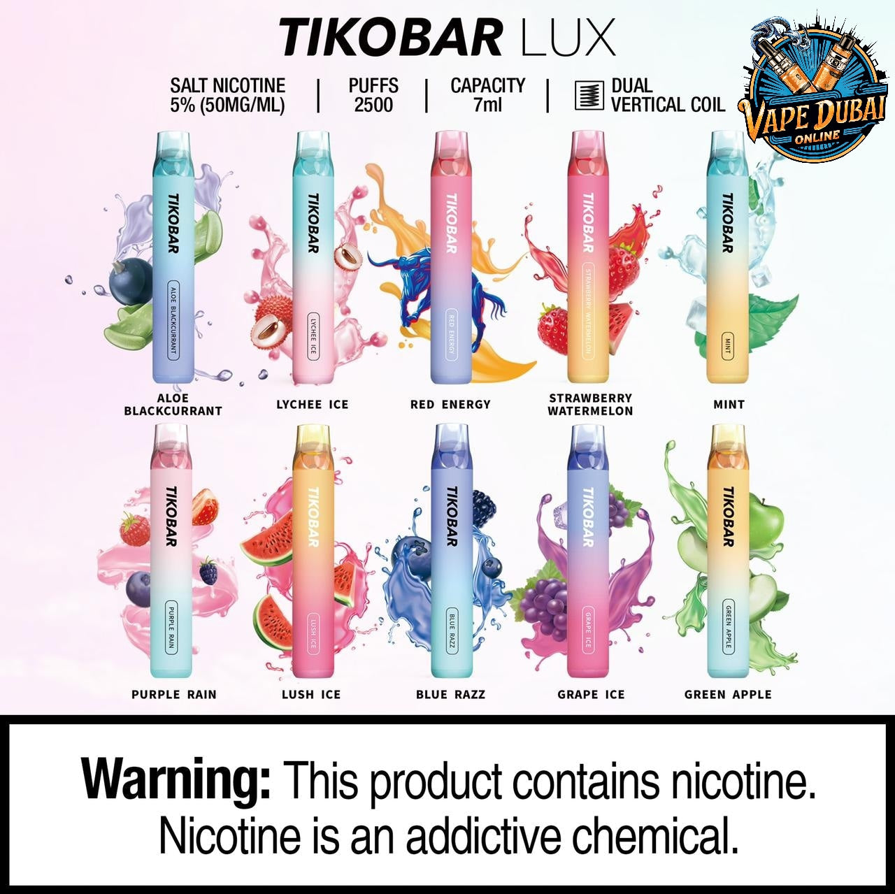 Tikobar Lux 2500 Puffs Disposable Vape 5% Nic Salt – Dubai UAE