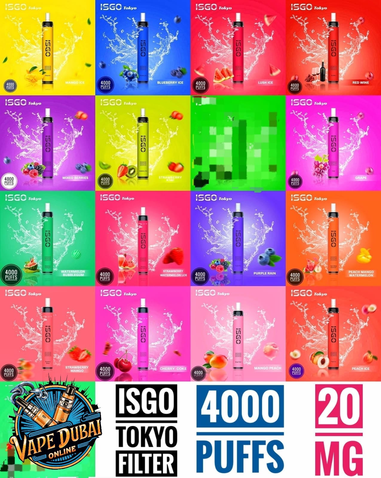 ISGO Tokyo 4000 Puffs 20mg Disposable Vape – Best Price Dubai UAE