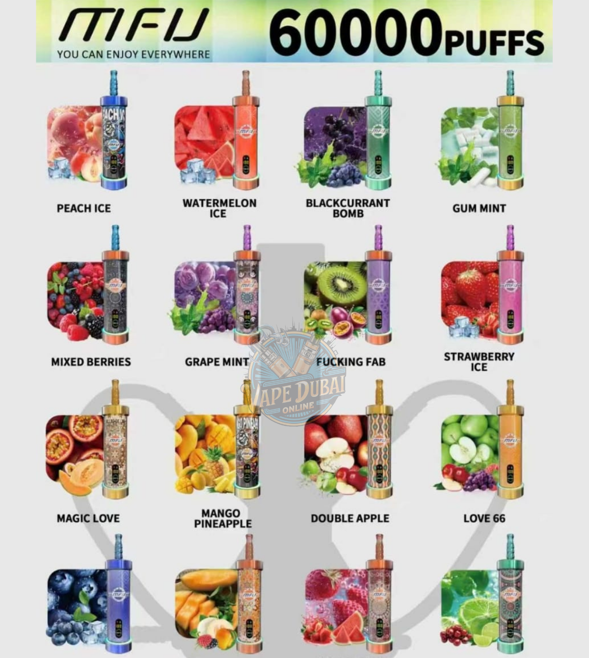 MFU SHISHA X2 Hookah 60000 Puffs Disposable Vape in Dubai UAE