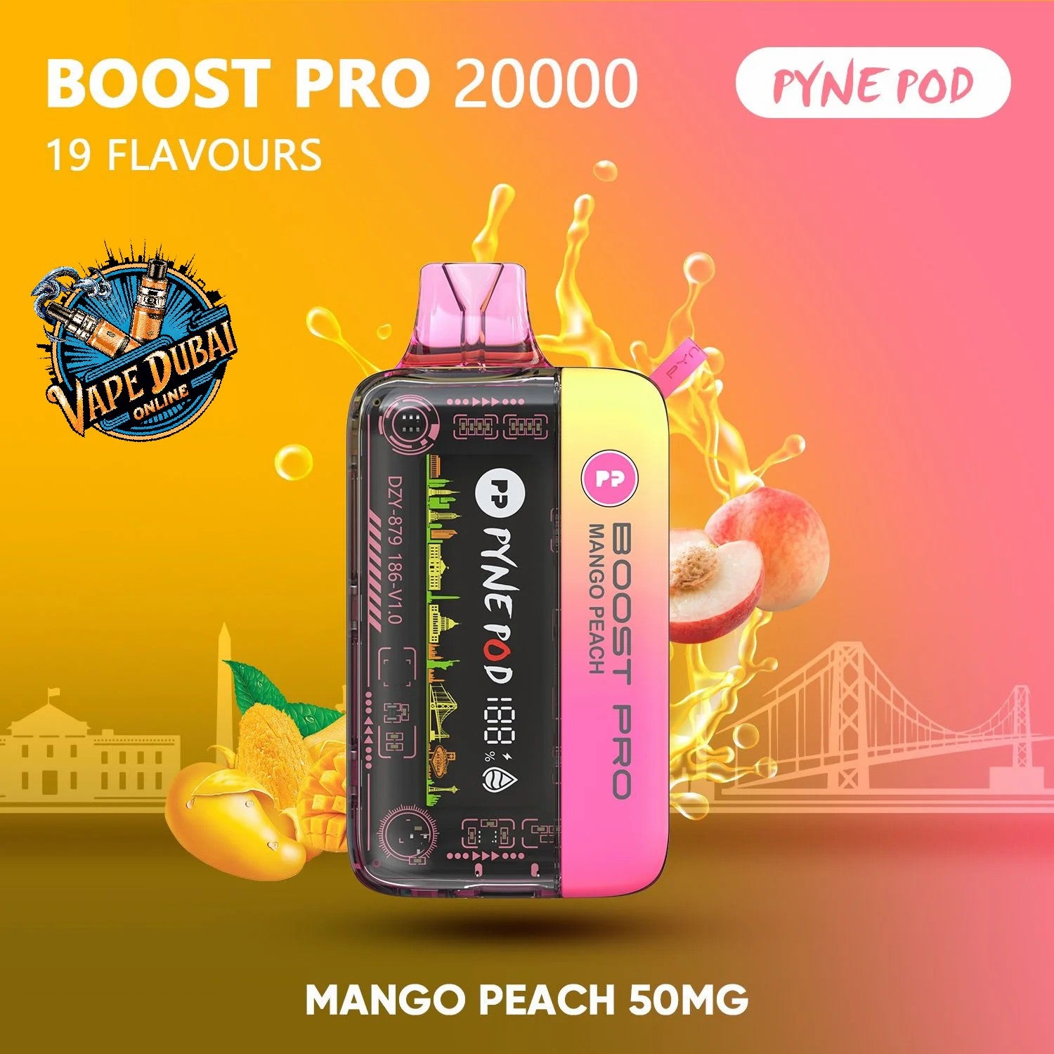 PYNE POD Boost Pro 20000 Puffs Vape Dubai | Fast Charging & LED Display