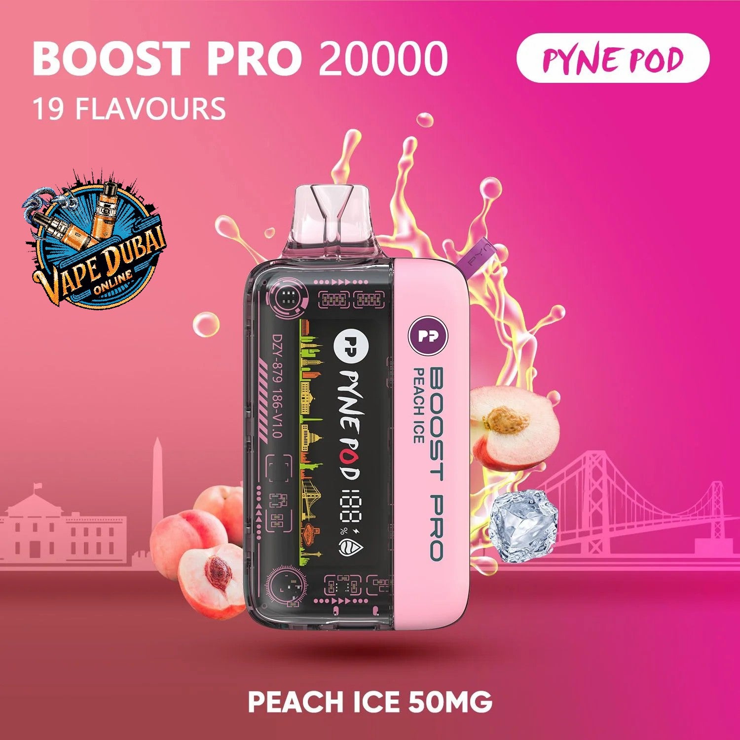 PYNE POD Boost Pro 20000 Puffs Vape Dubai | Fast Charging & LED Display
