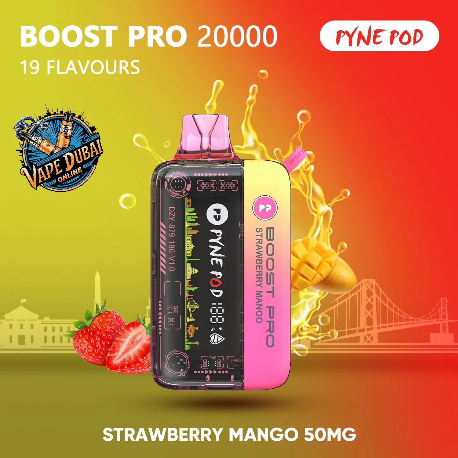PYNE POD Boost Pro 20000 Puffs Vape Dubai | Fast Charging & LED Display