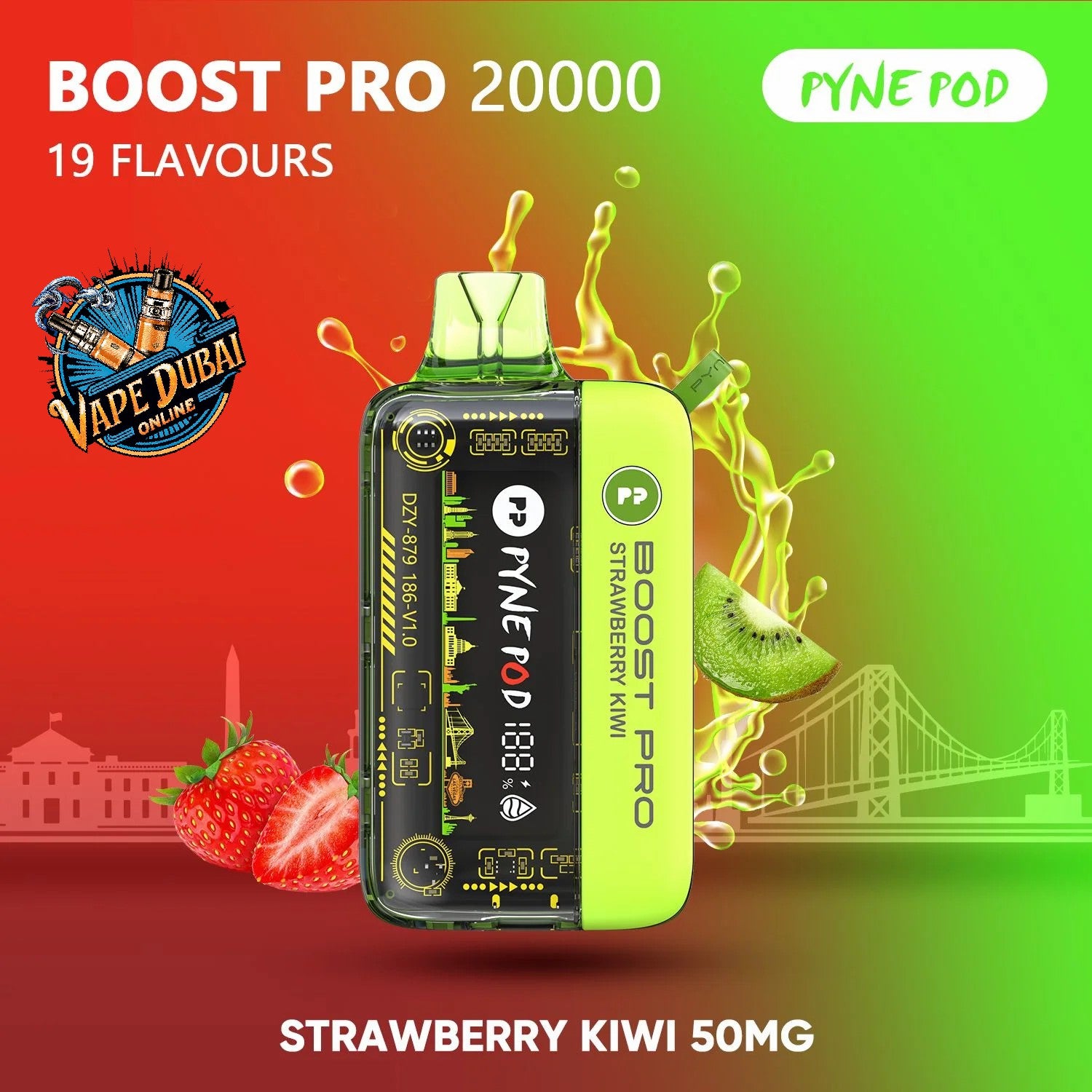 PYNE POD Boost Pro 20000 Puffs Vape Dubai | Fast Charging & LED Display