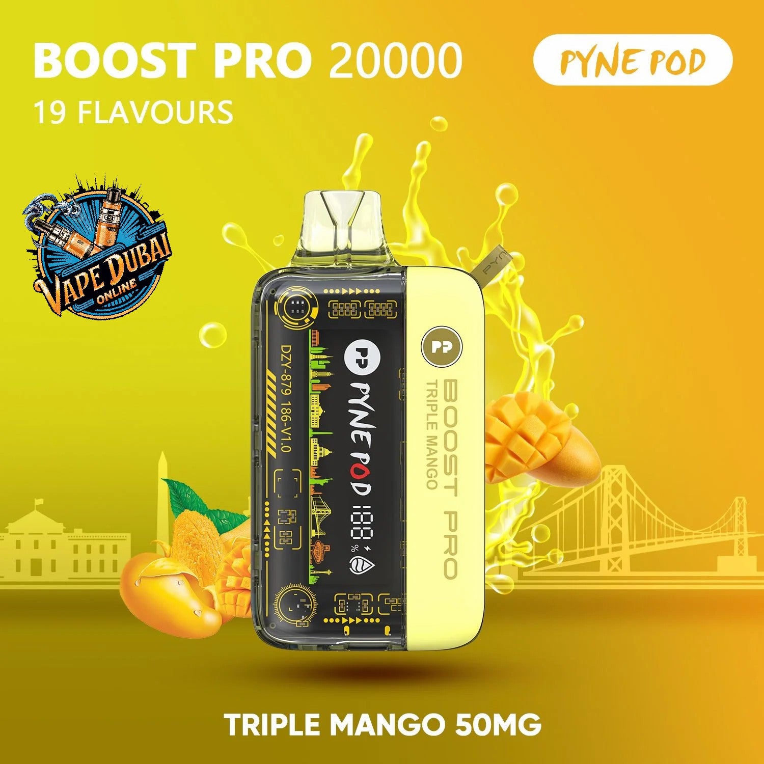 PYNE POD Boost Pro 20000 Puffs Vape Dubai | Fast Charging & LED Display