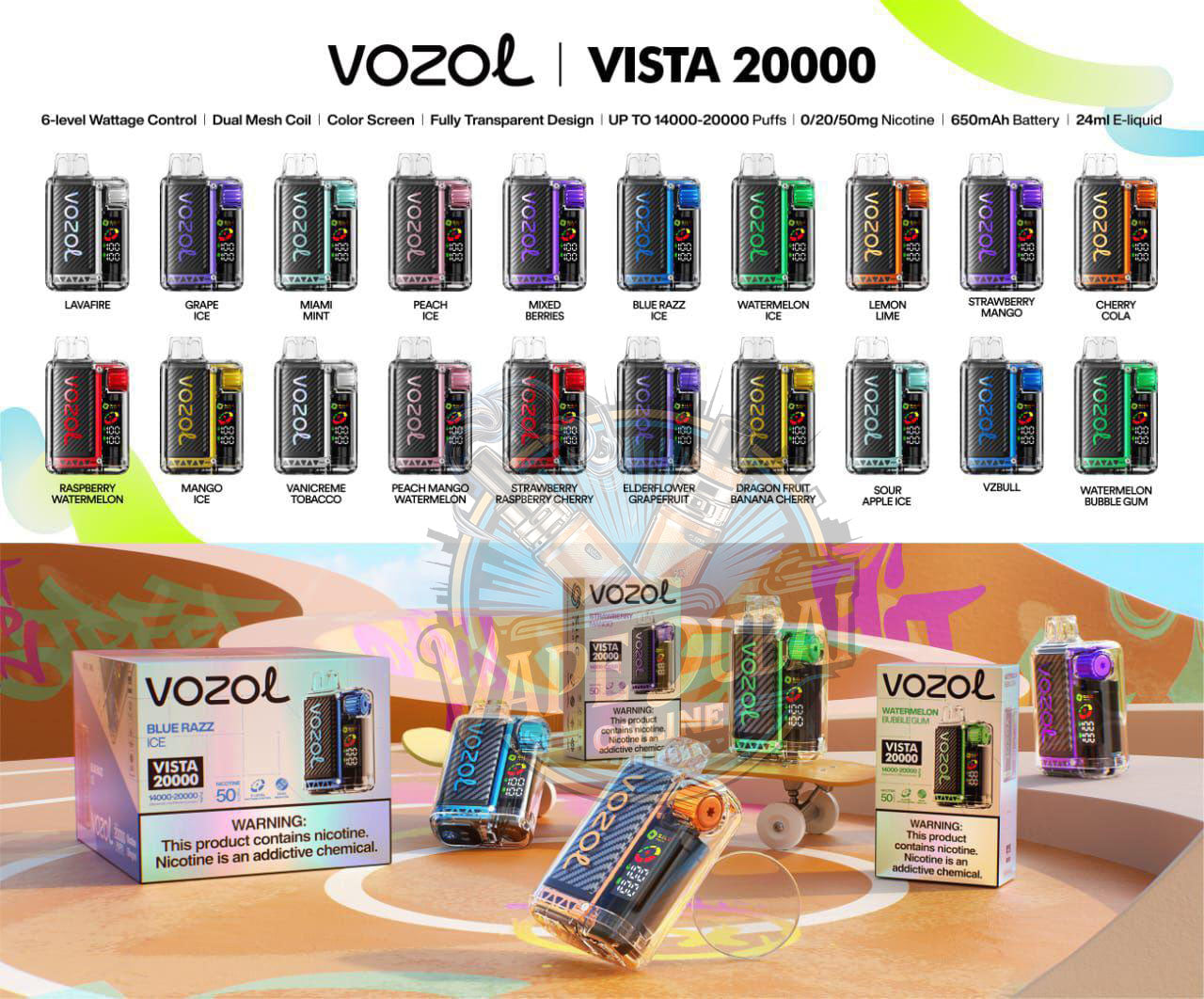 VOZOL Vista 20000 Puffs Disposable Vape – Dubai UAE | 50mg Nicotine