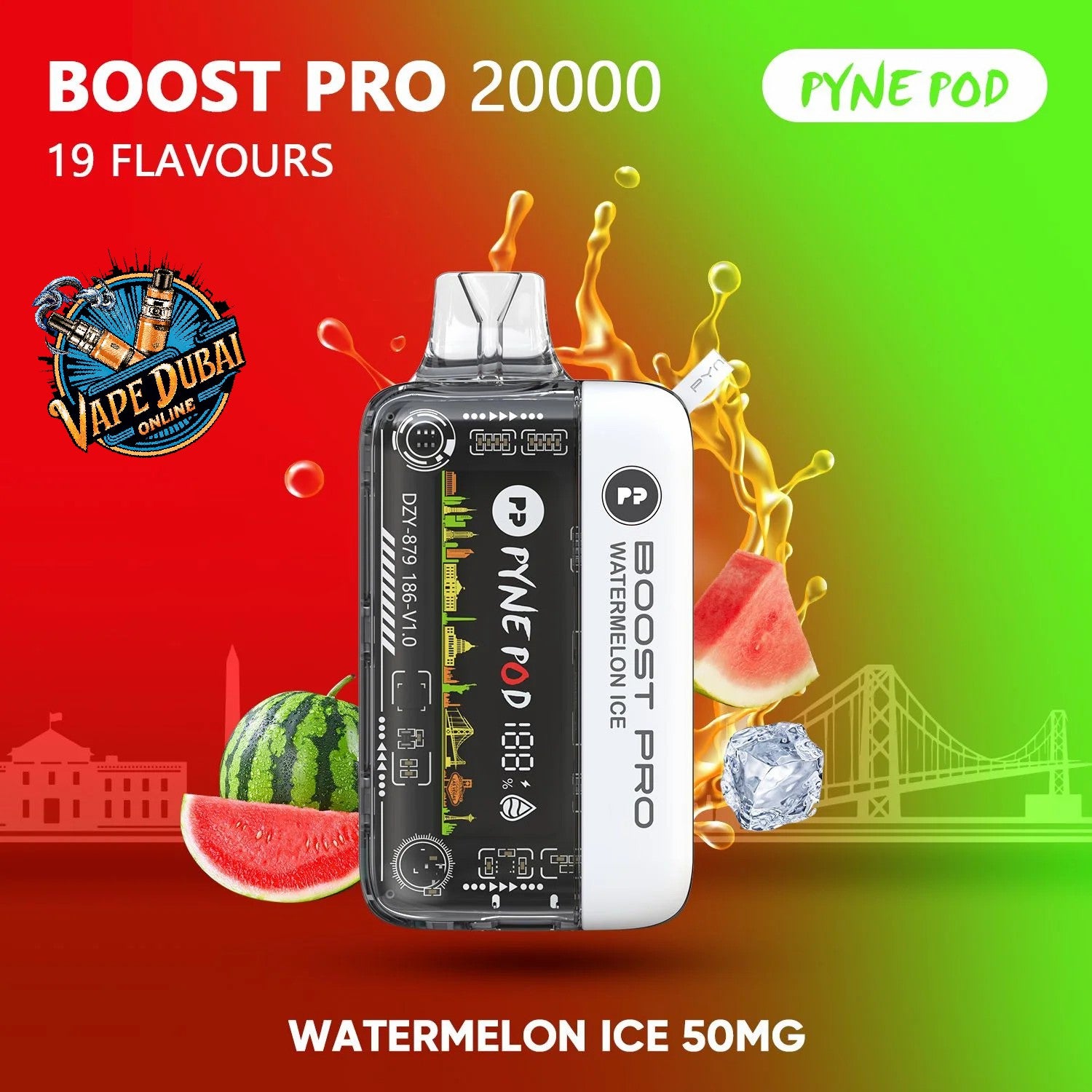 PYNE POD Boost Pro 20000 Puffs Vape Dubai | Fast Charging & LED Display