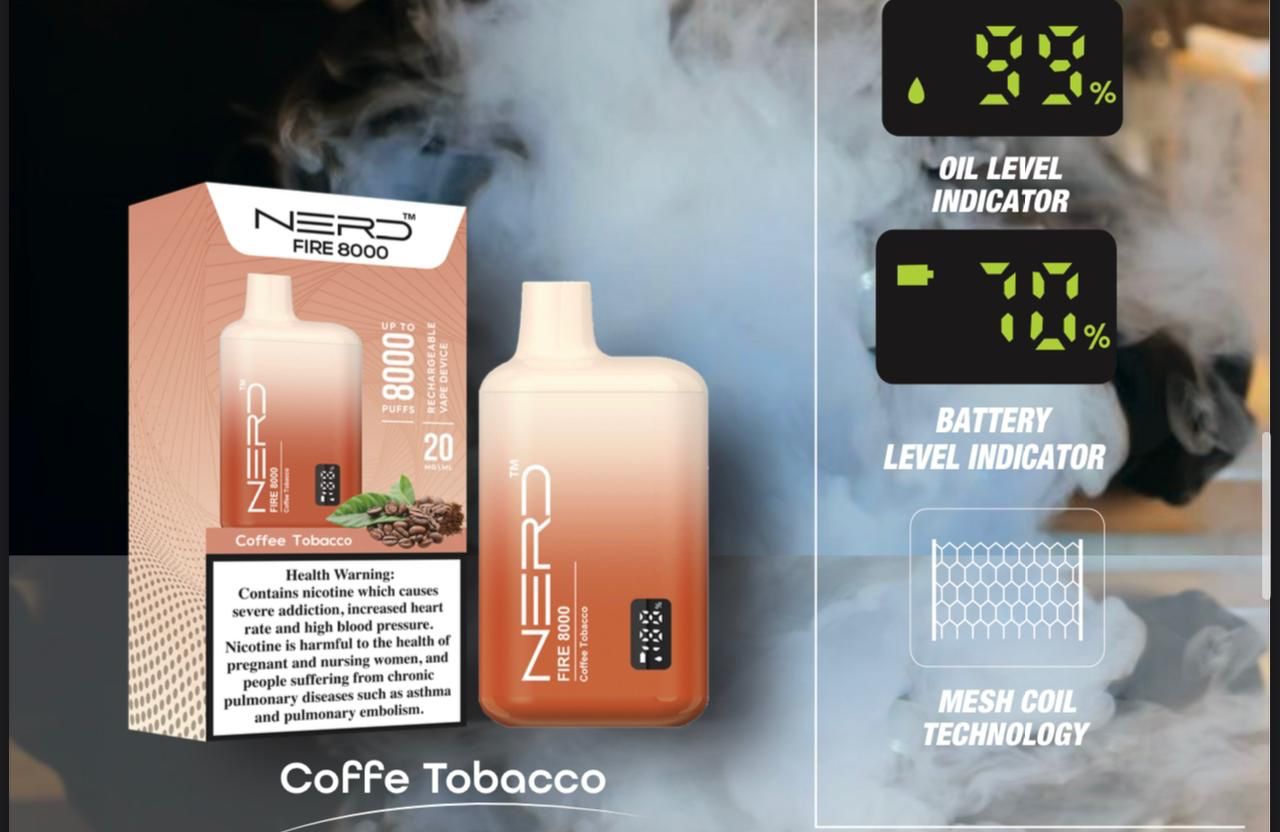 Nerd Fire 8000 Puffs Disposable Vape 2% Nicotine Dubai UAE