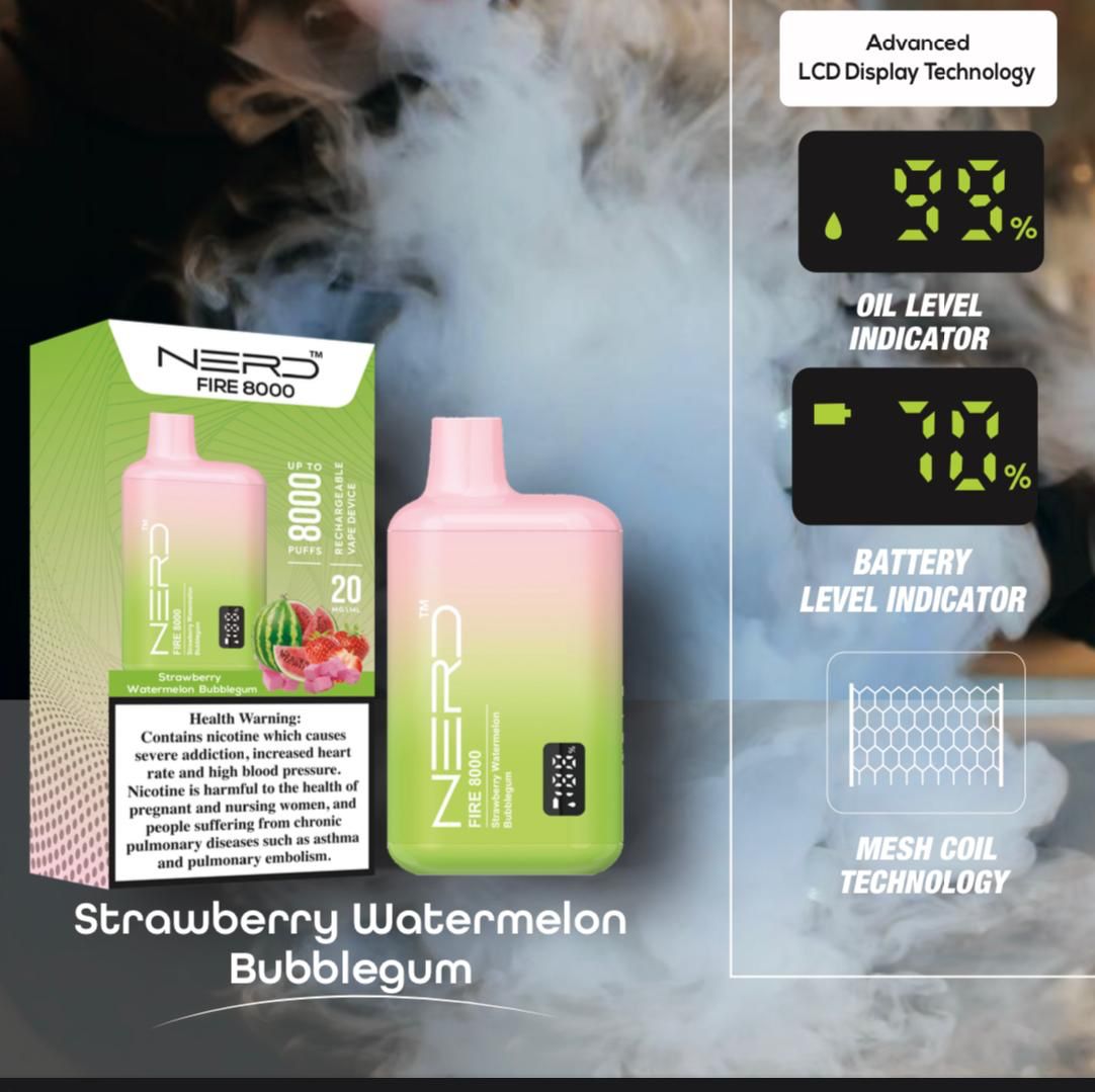 Nerd Fire 8000 Puffs Disposable Vape 2% Nicotine Dubai UAE